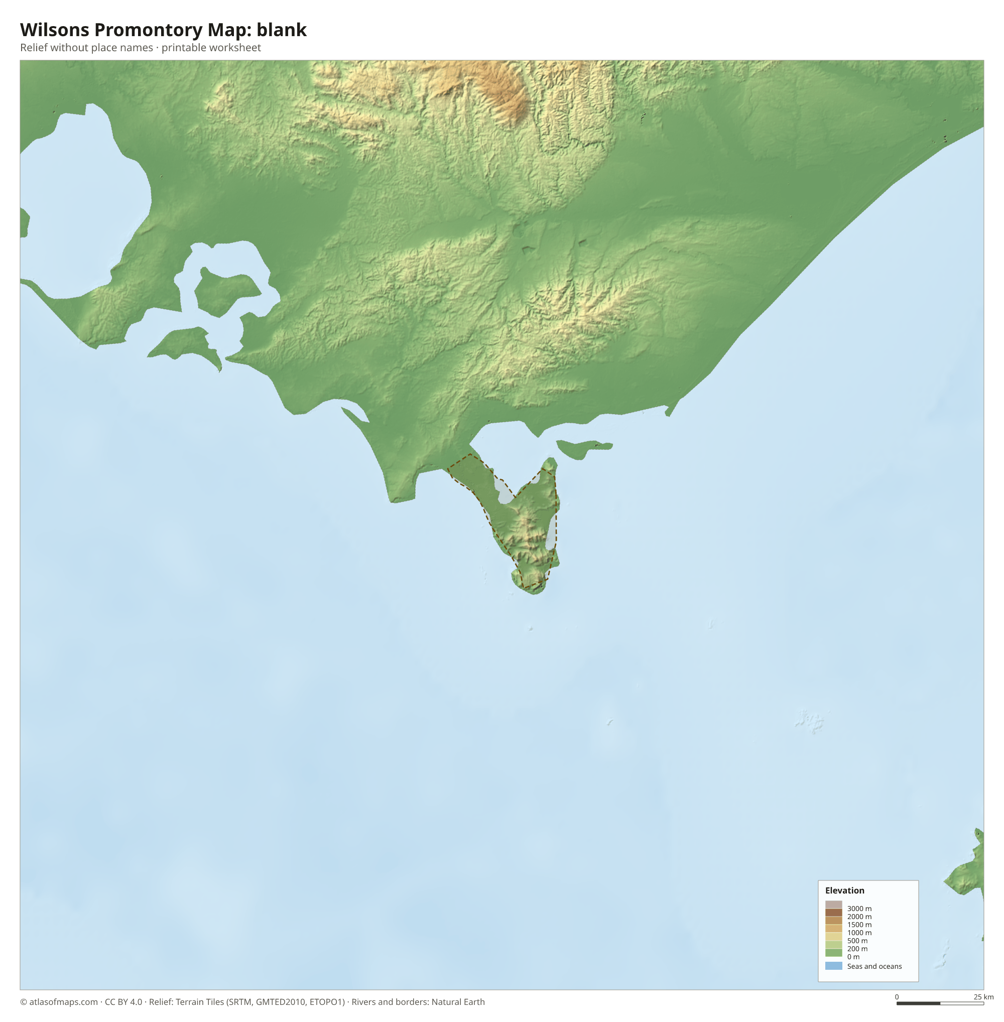 Wilsons Promontory Map without names