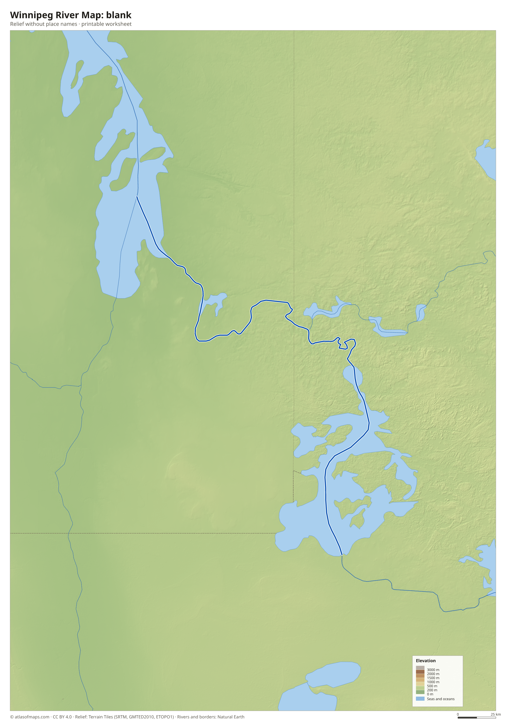 Winnipeg River Map without names