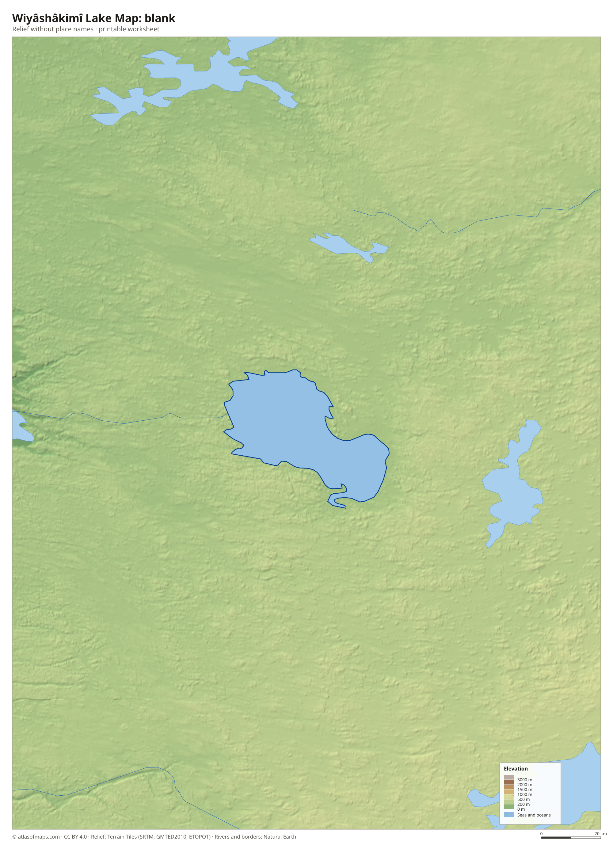 Wiyâshâkimî Lake Map without names