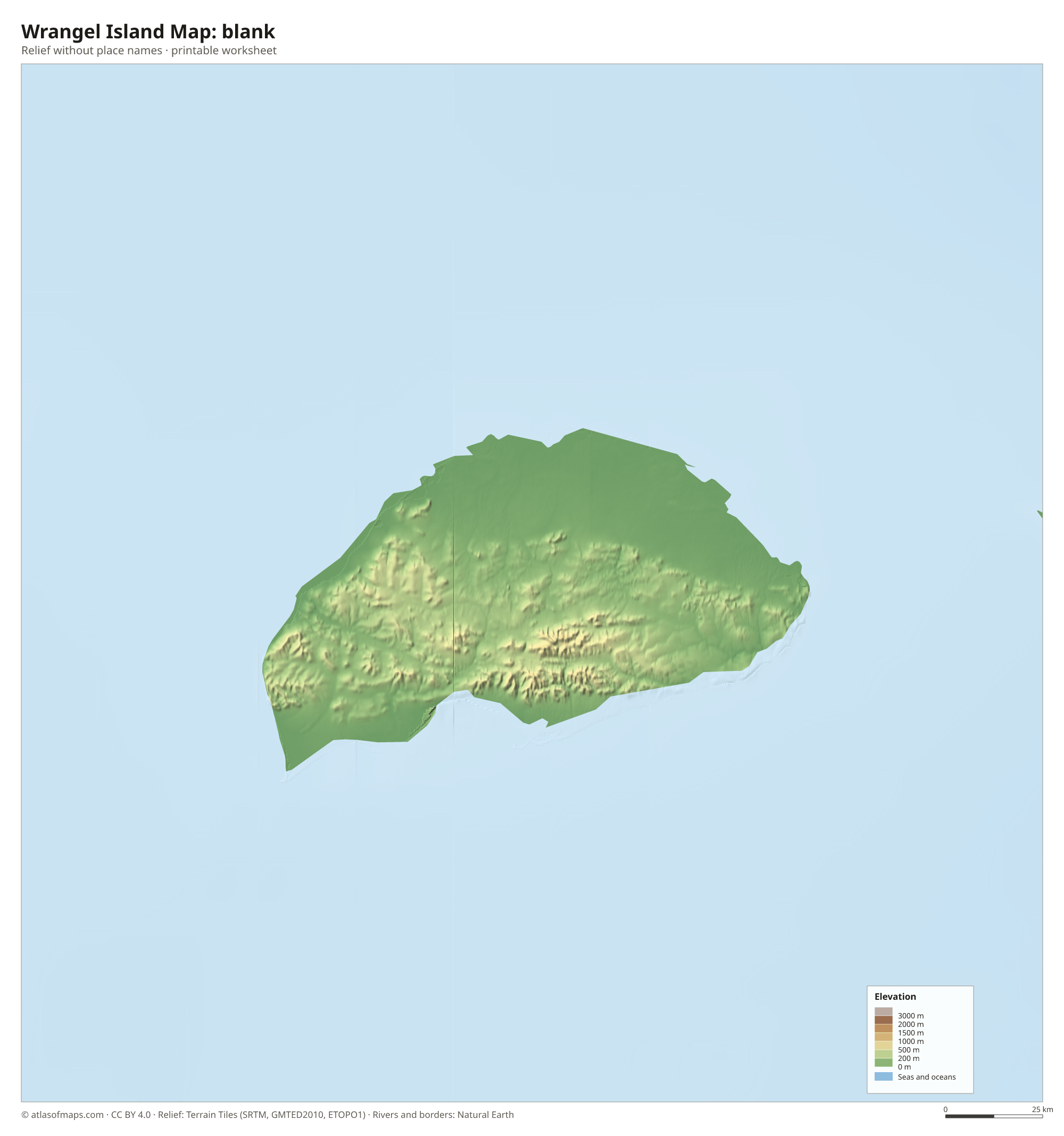Wrangel Island Map without names