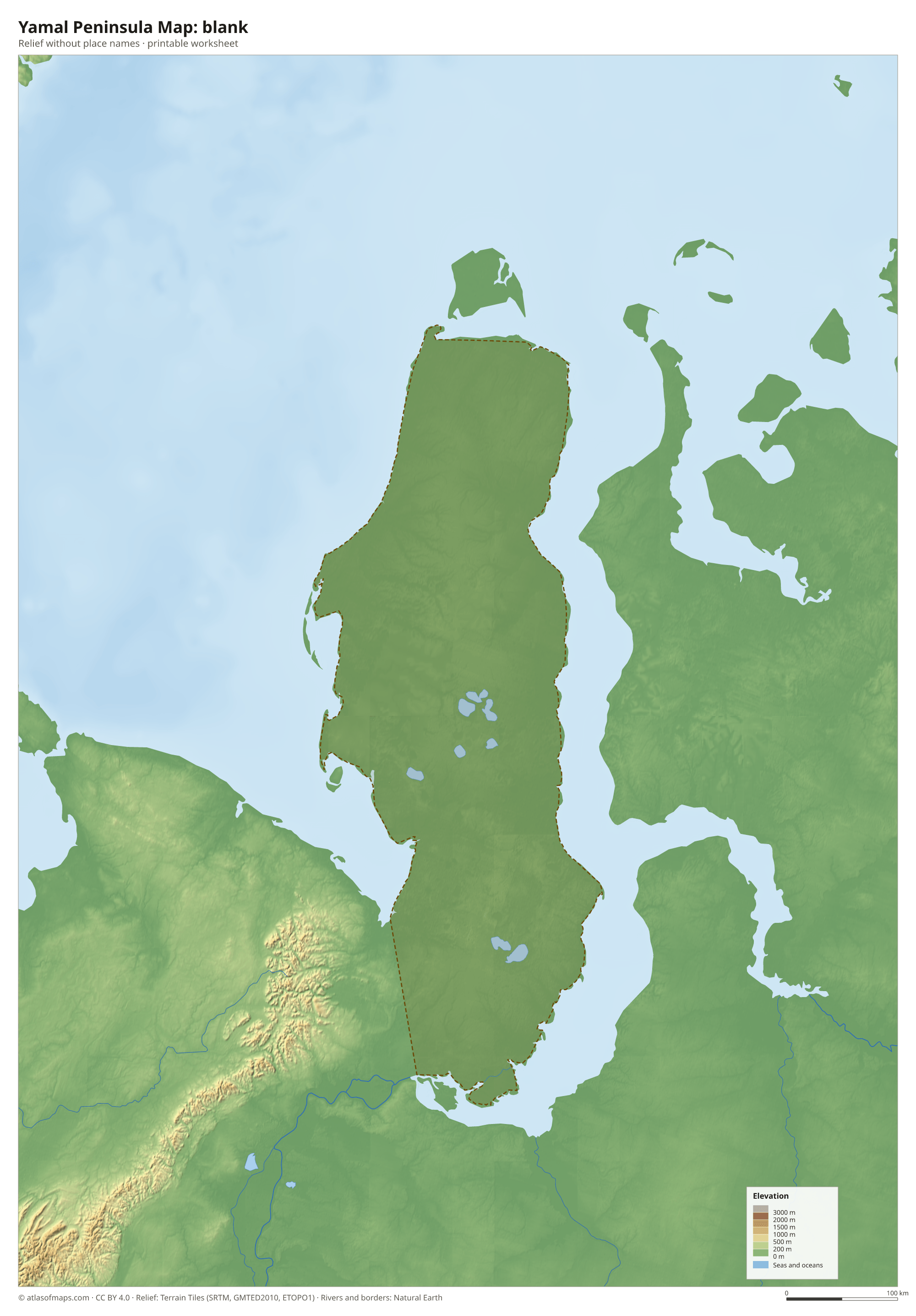 Yamal Peninsula Map without names