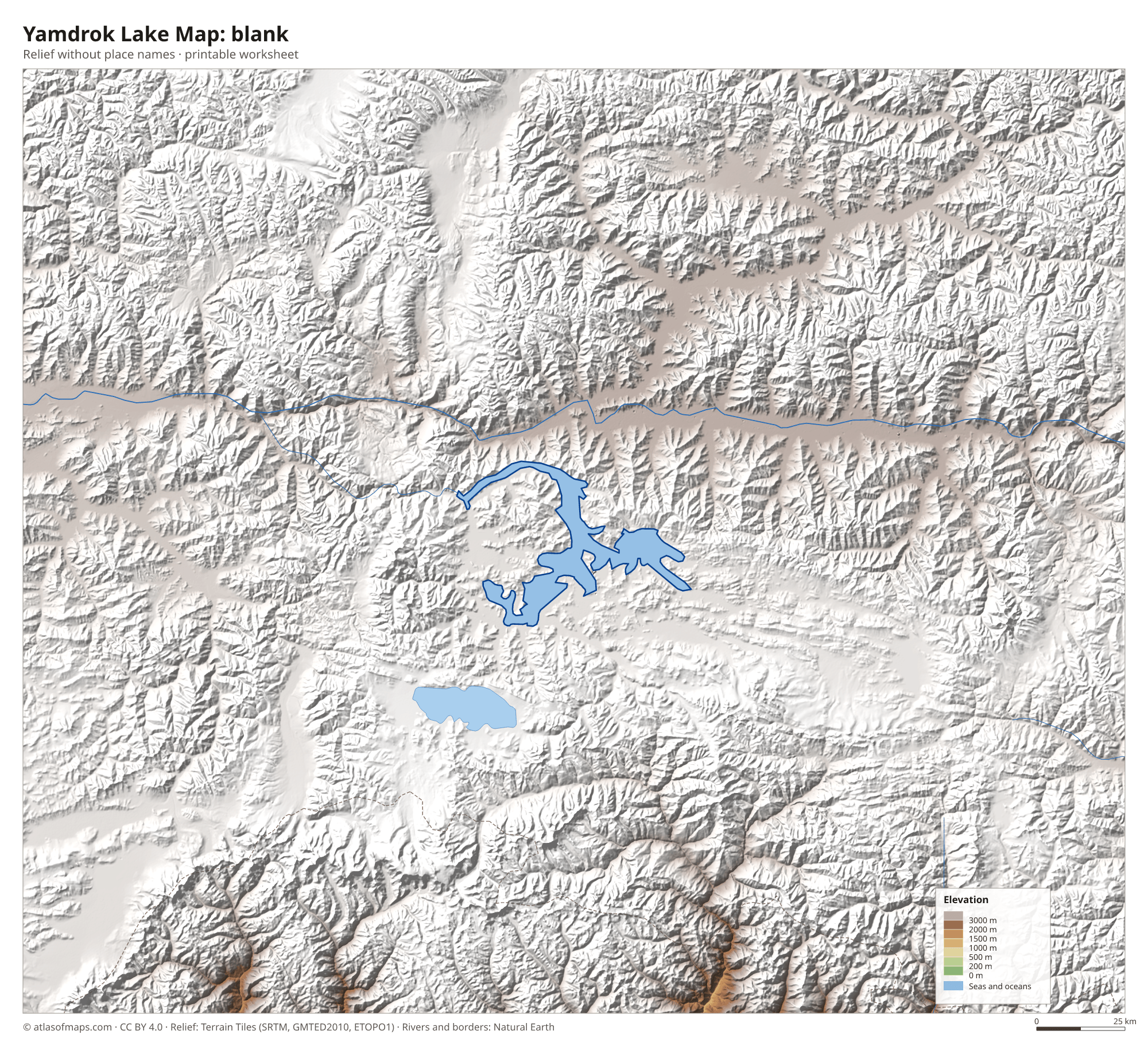 Yamdrok Lake Map without names