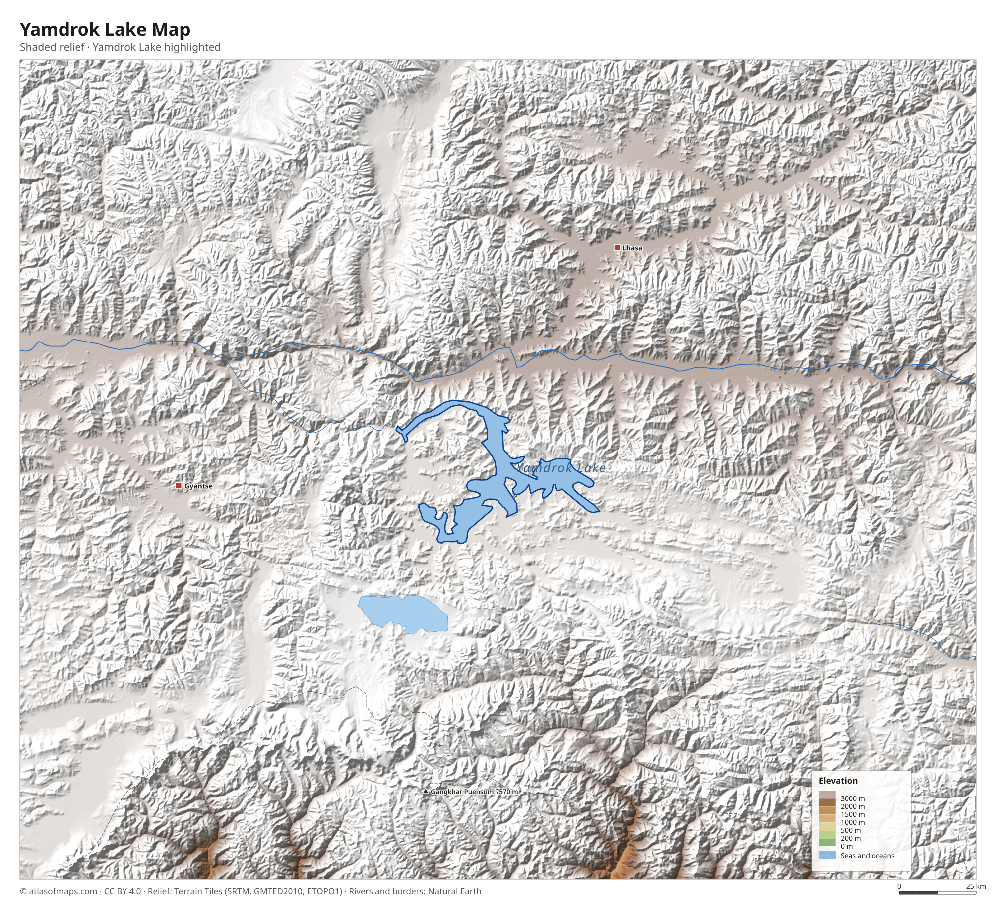 Yamdrok Lake Map