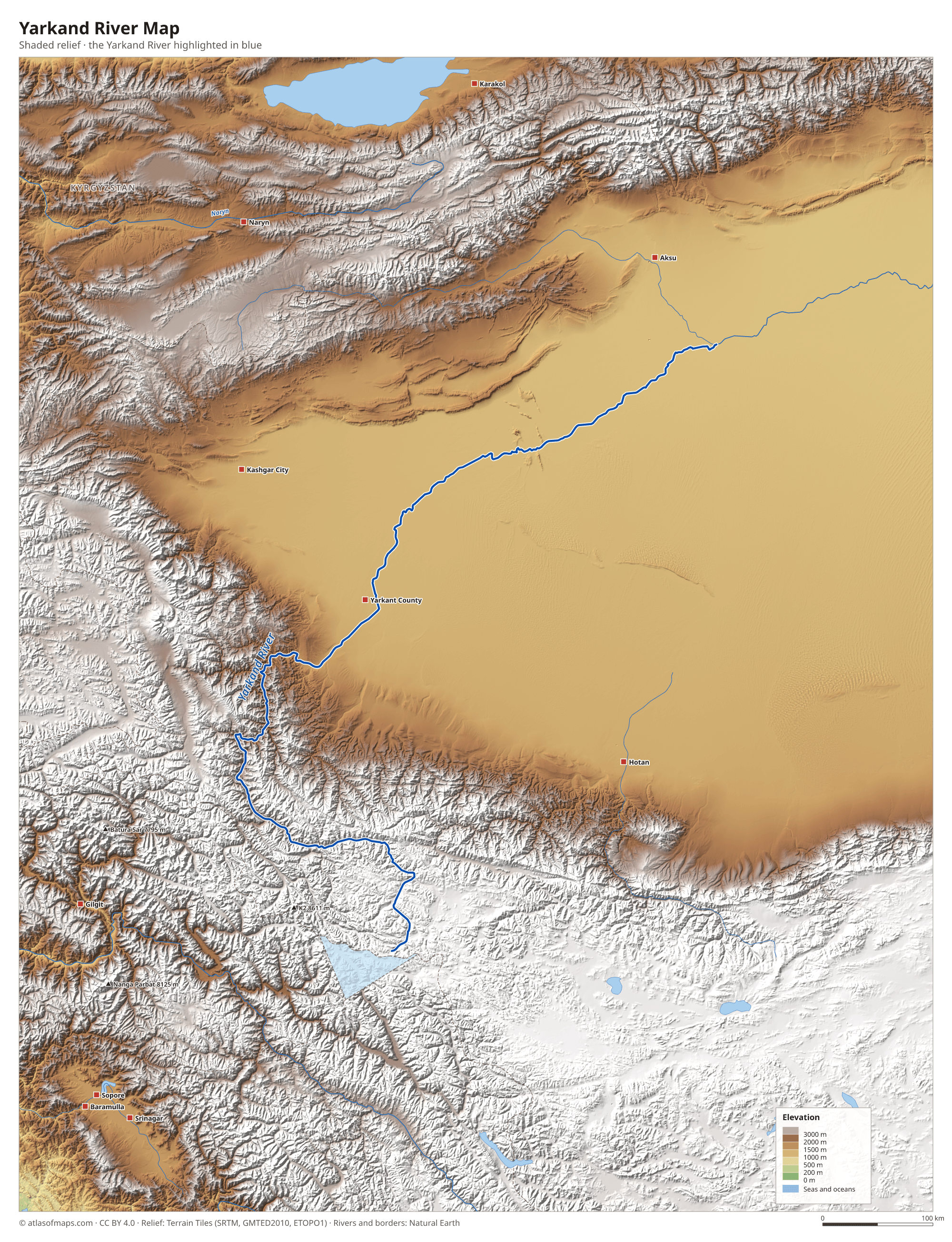 Yarkand River Map