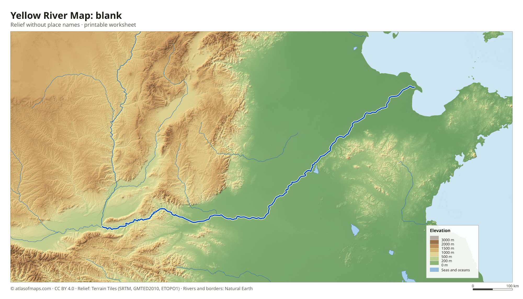 Yellow River Map without names