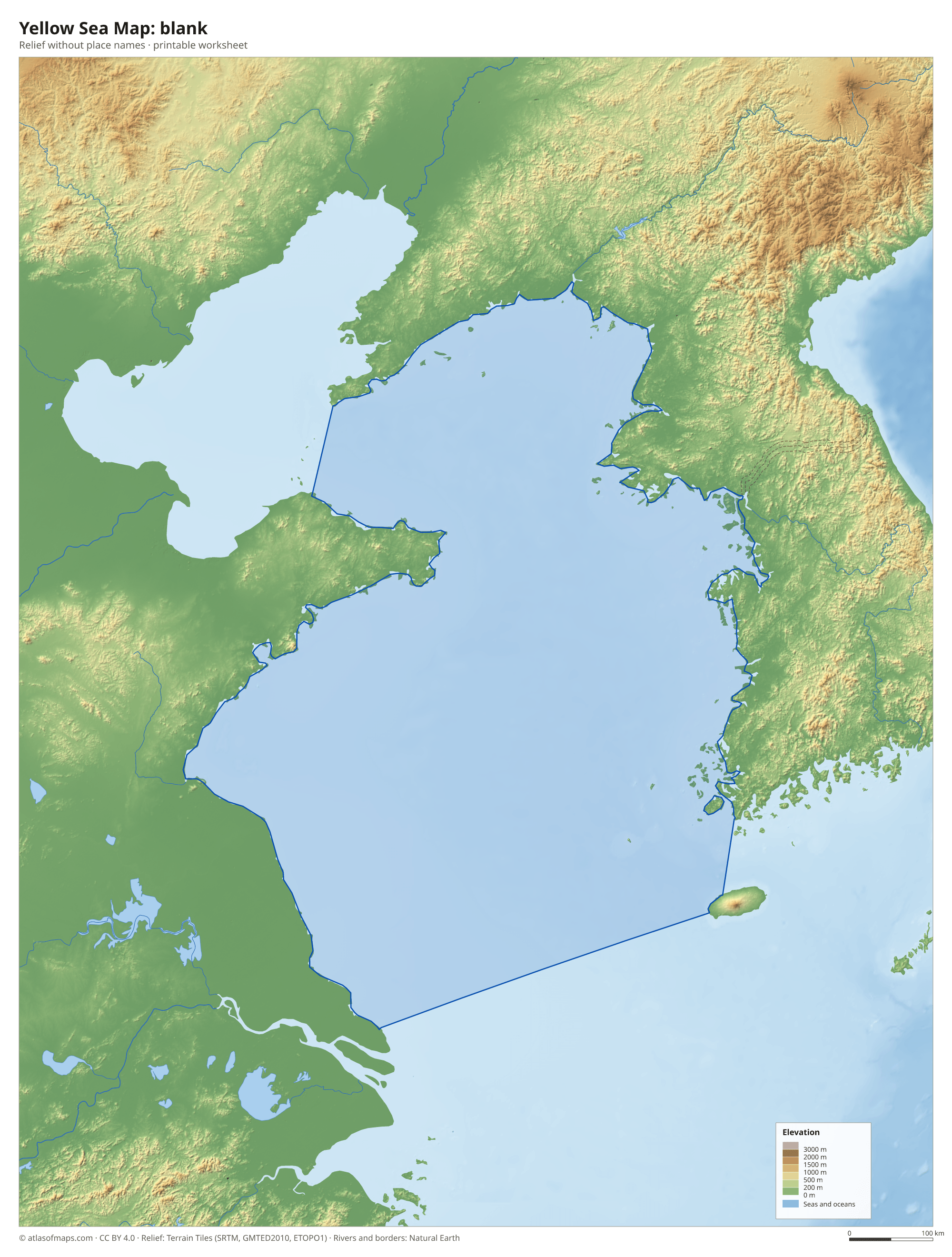 Yellow Sea Map without names