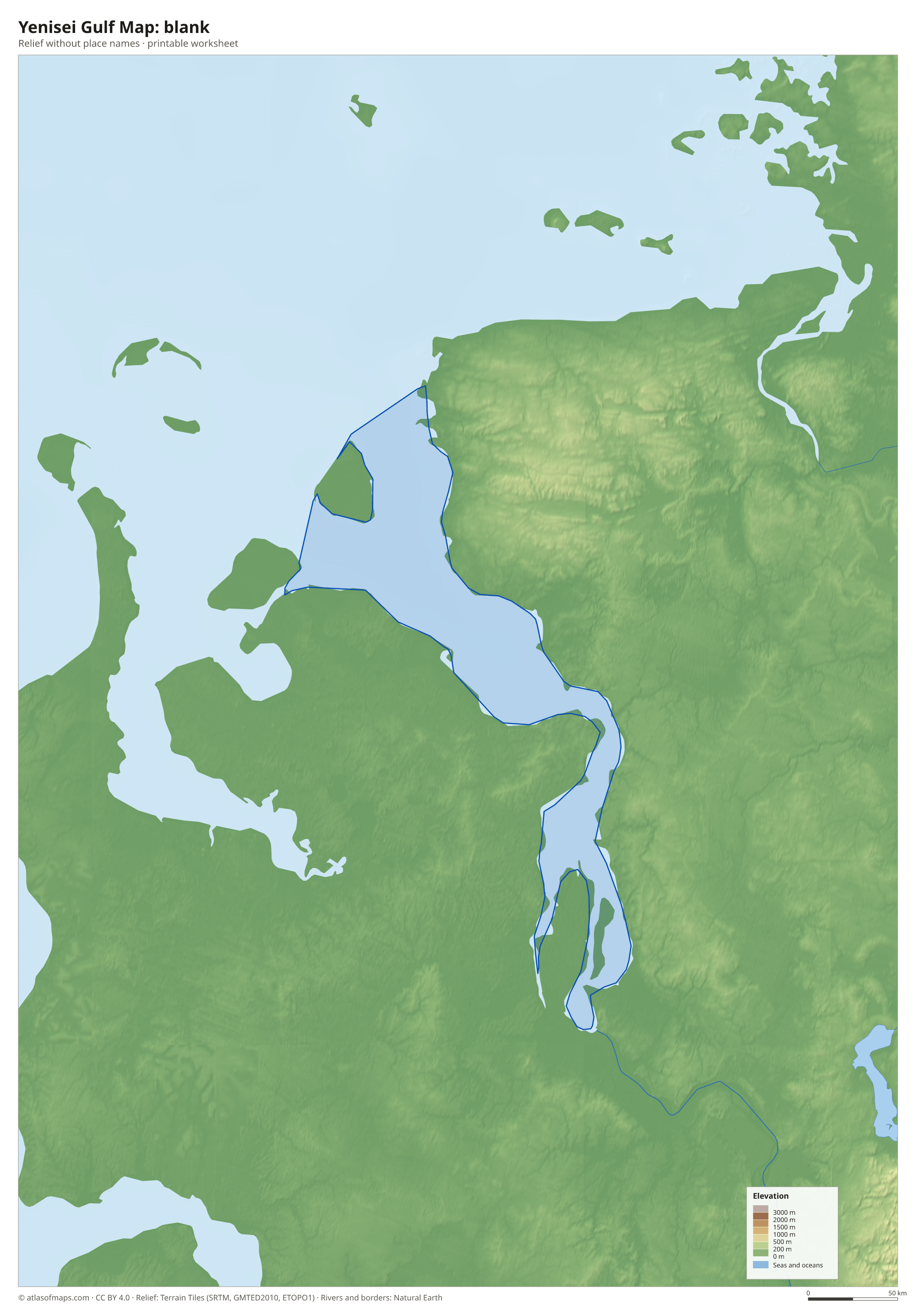 Yenisei Gulf Map without names