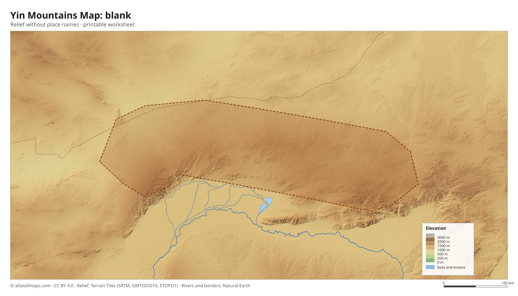 Yin Mountains Map without names