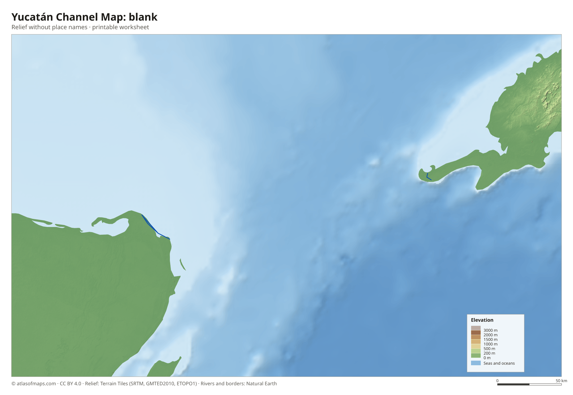 Yucatán Channel Map without names