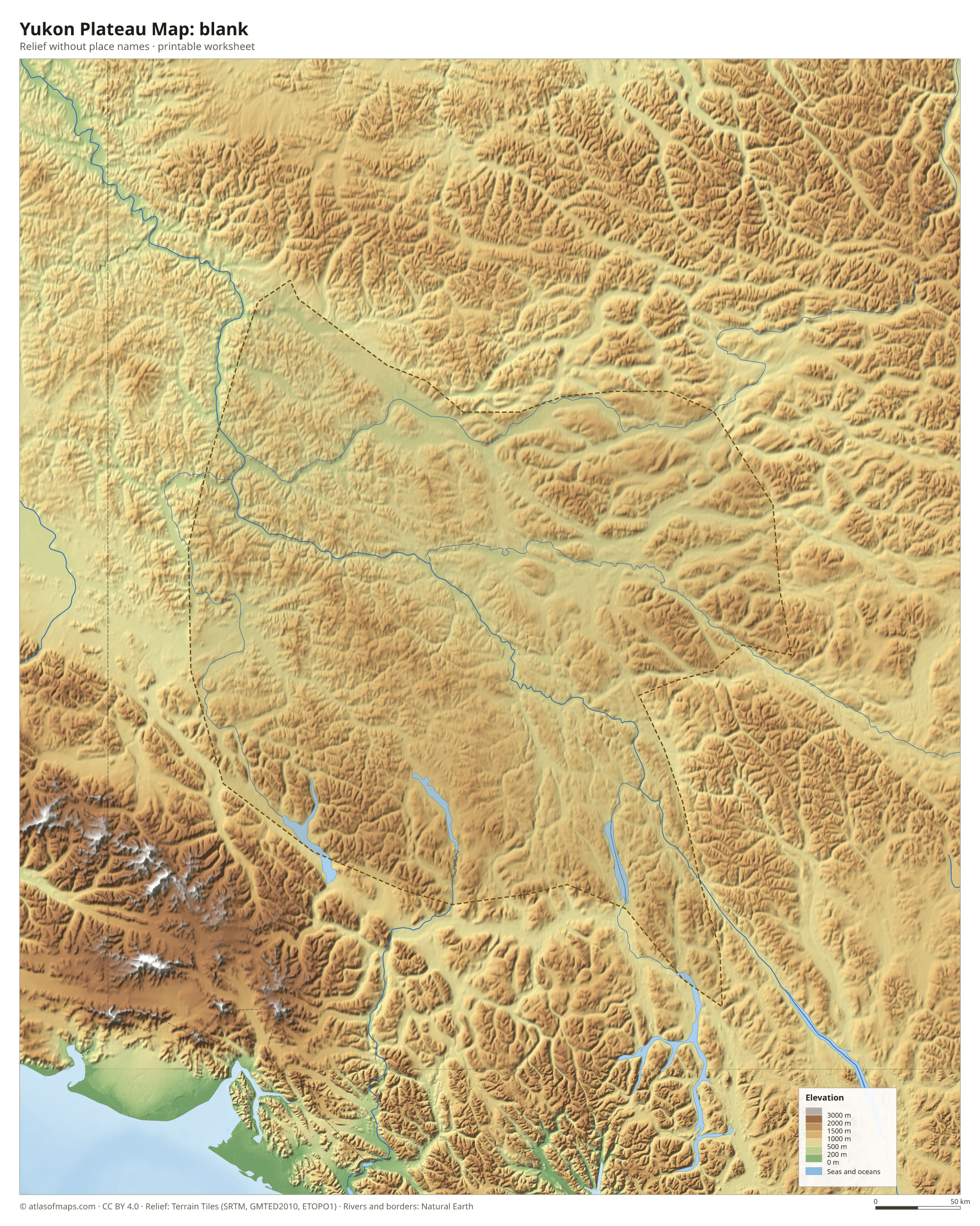 Yukon Plateau Map without names
