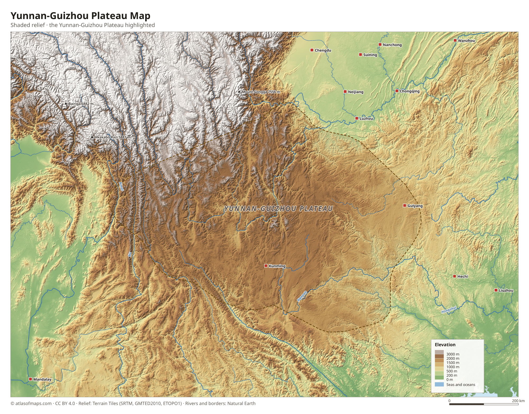 Yunnan-Guizhou Plateau Map