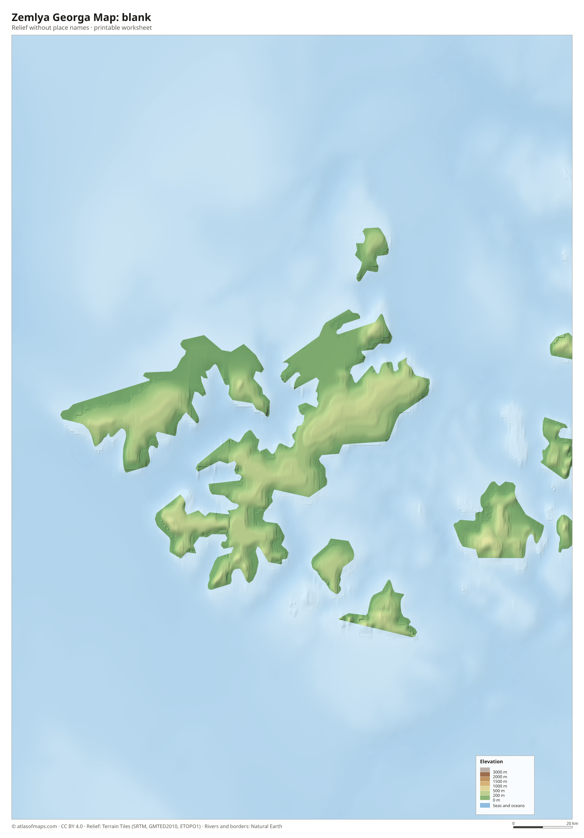 Zemlya Georga Map without names
