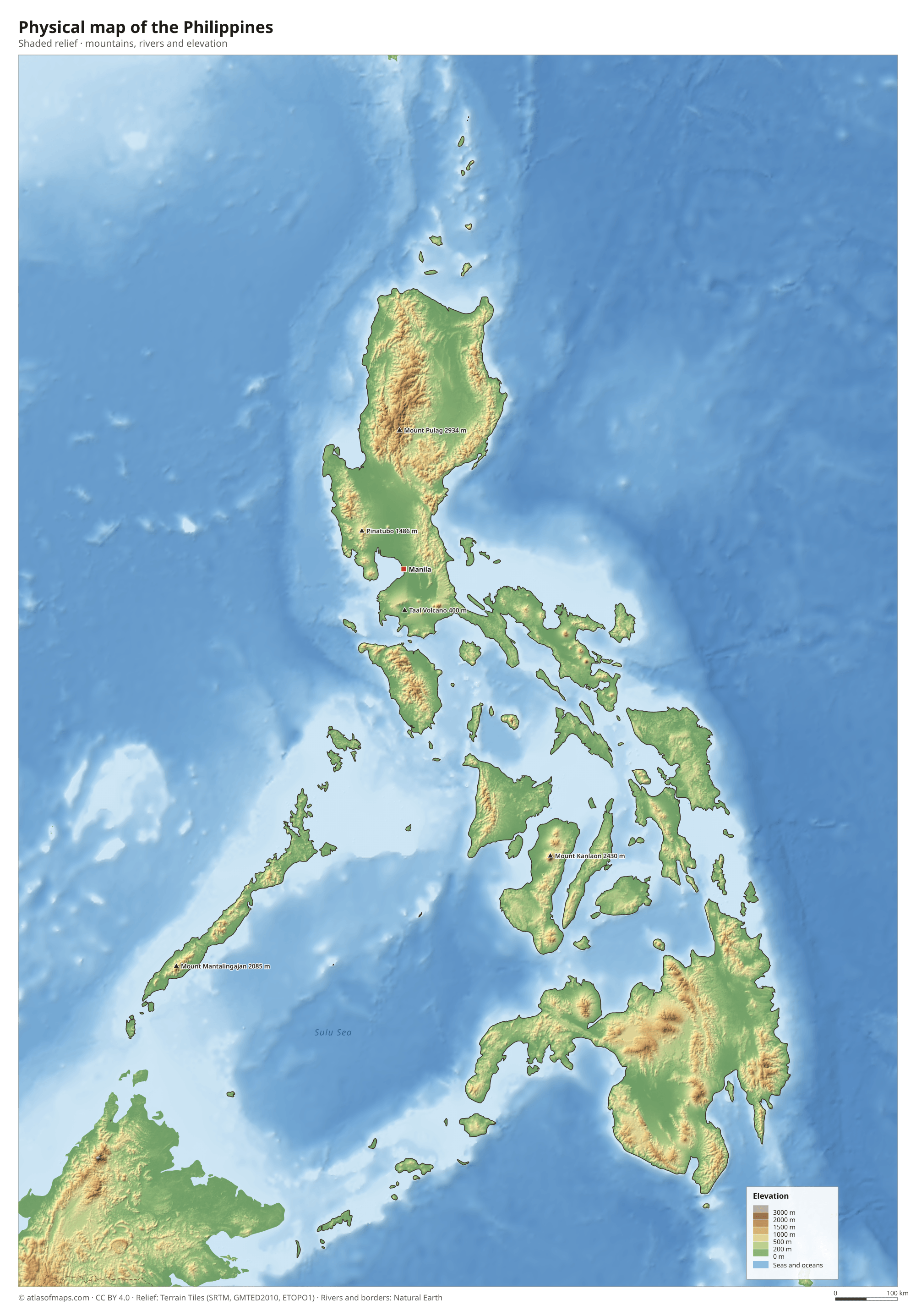 Physical map of the Philippines