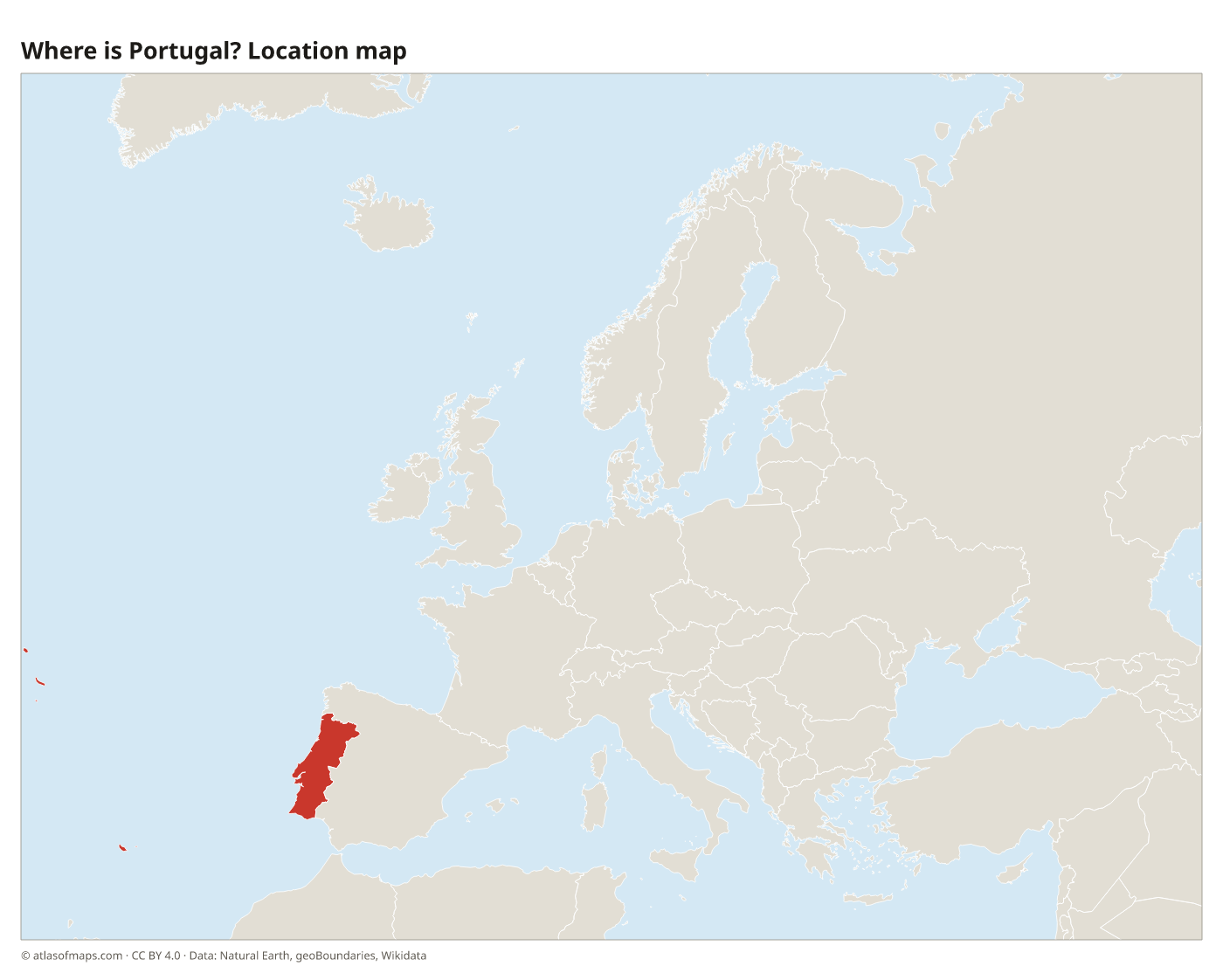 Where is Portugal? Location map with Portugal highlighted in red