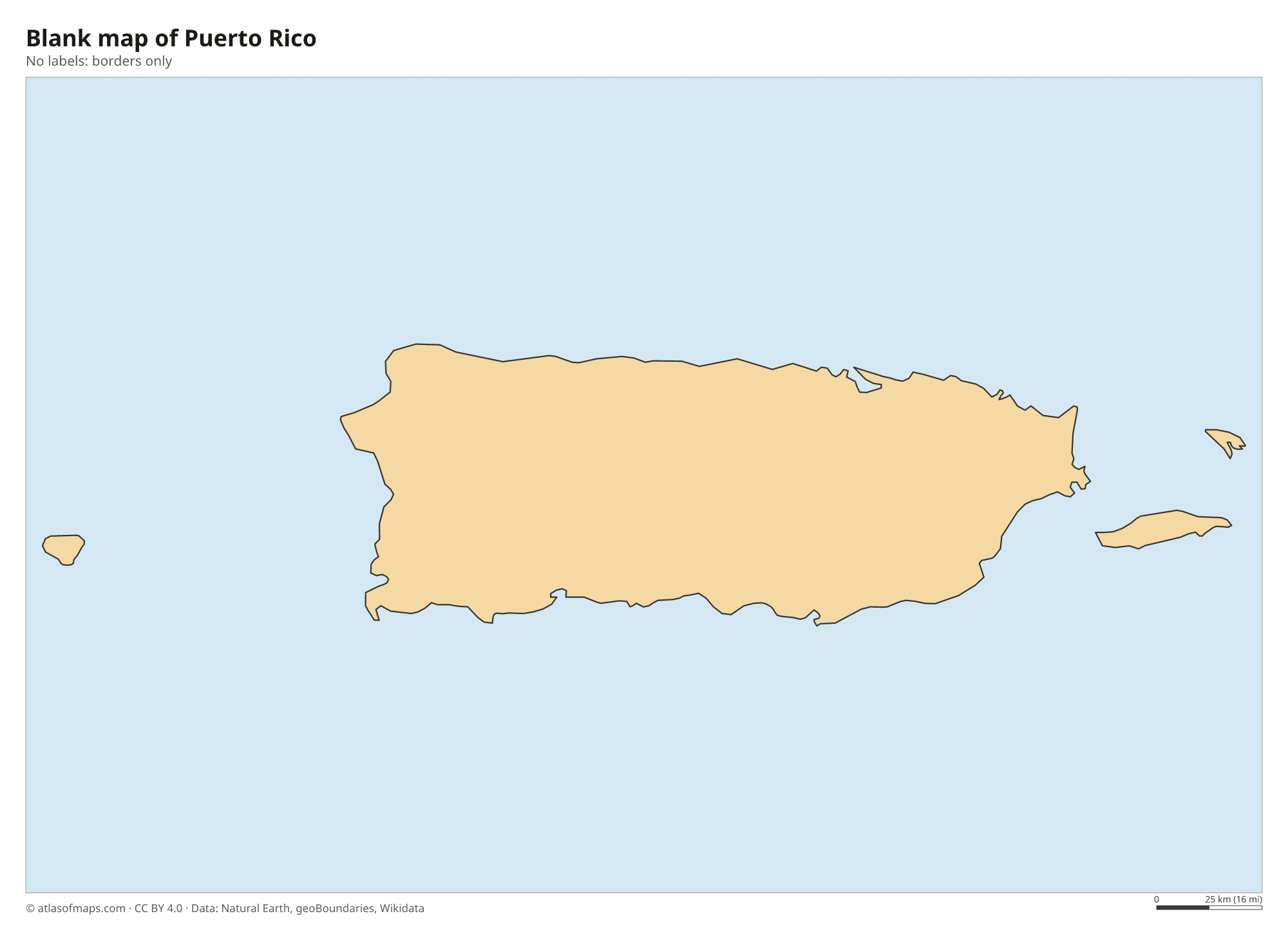 Blank outline map of Puerto Rico without labels