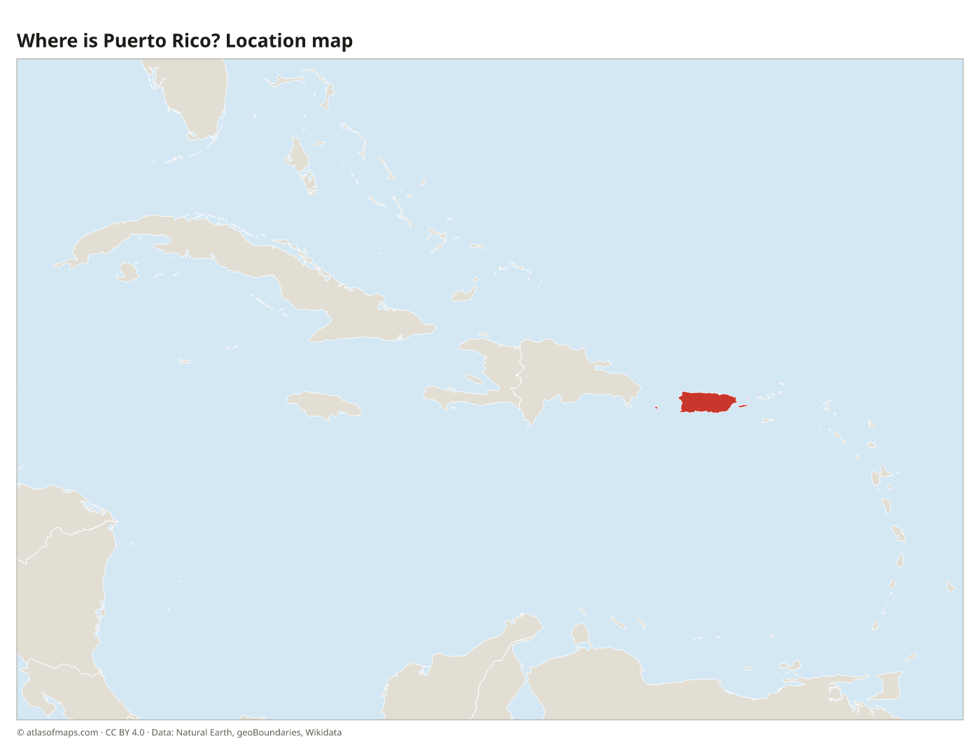 Where is Puerto Rico? Location map with Puerto Rico highlighted in red