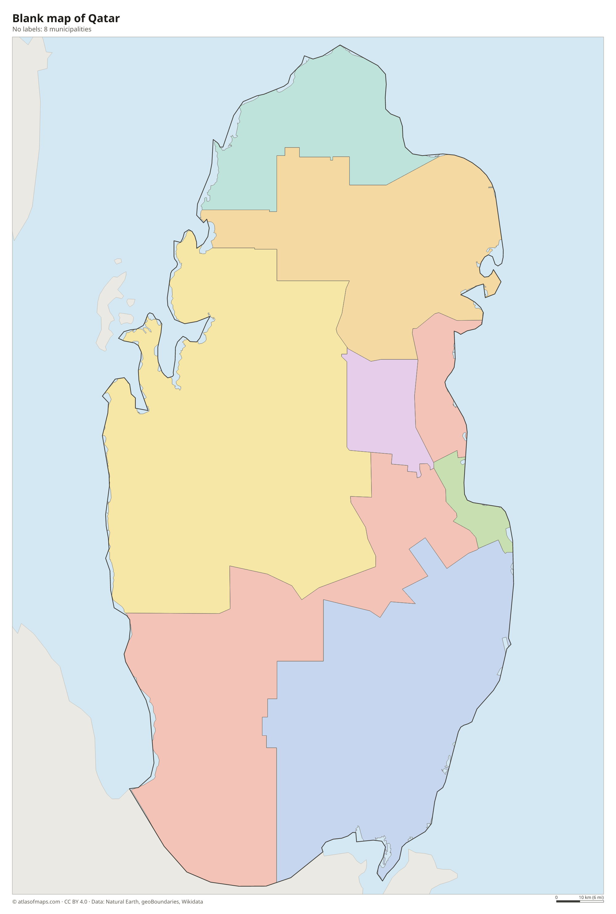 Blank outline map of Qatar without labels
