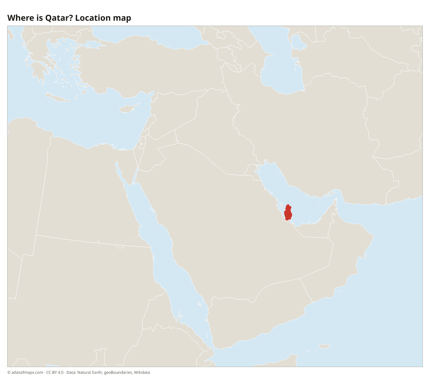 Where is Qatar? Location map with Qatar highlighted in red