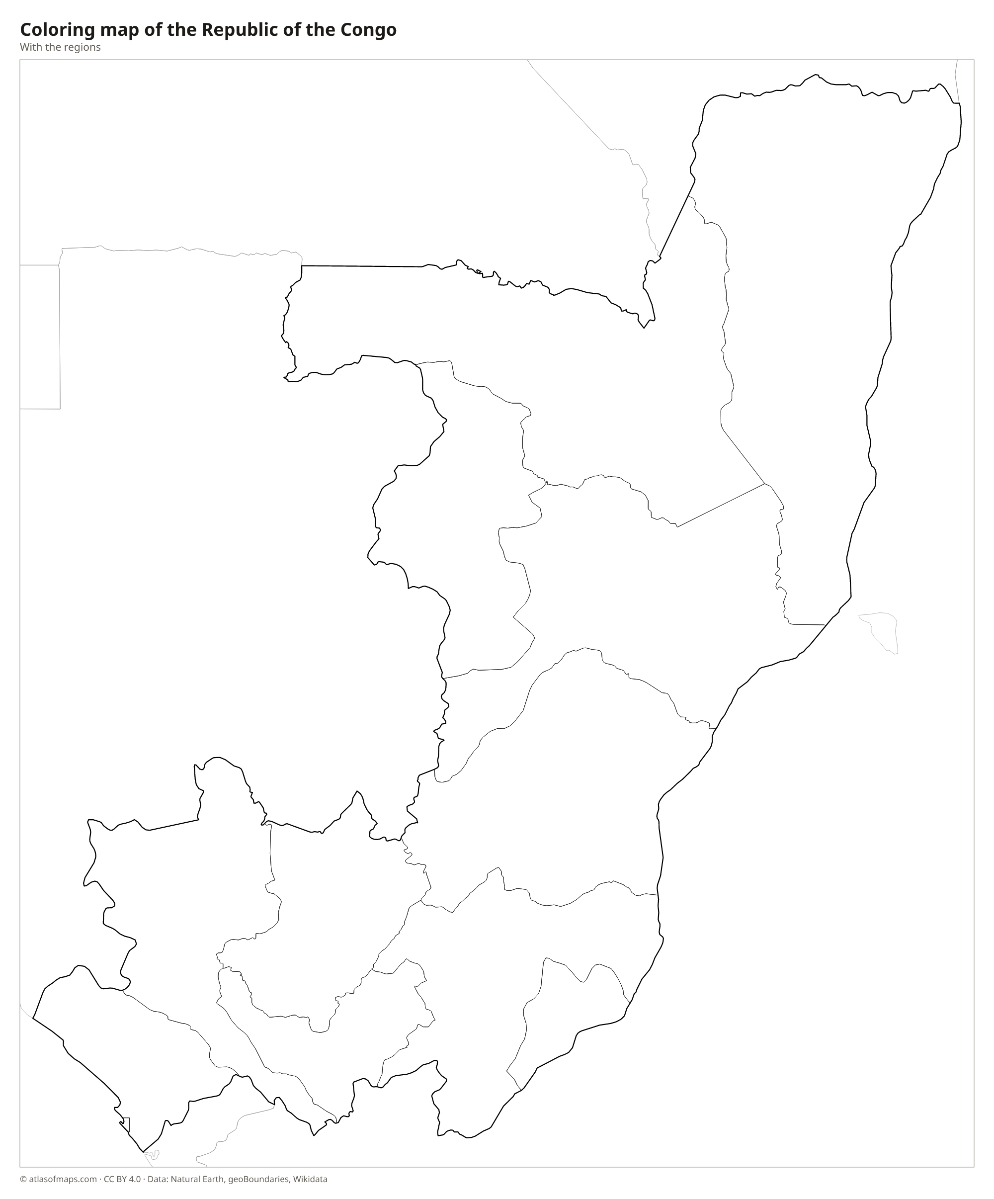 Coloring map of the Republic of the Congo