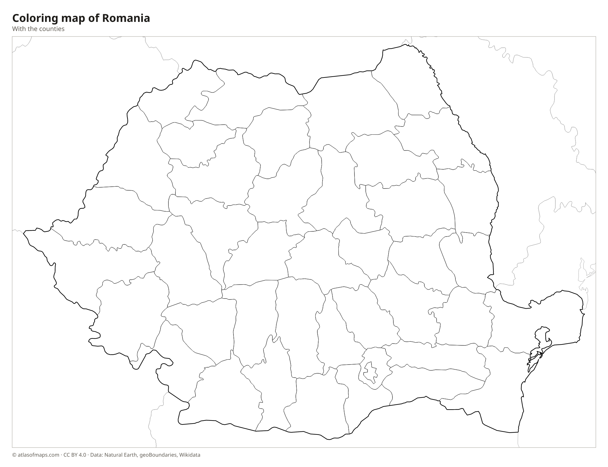 Coloring map of Romania