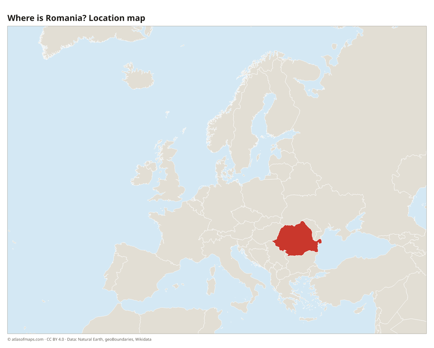 Where is Romania? Location map with Romania highlighted in red