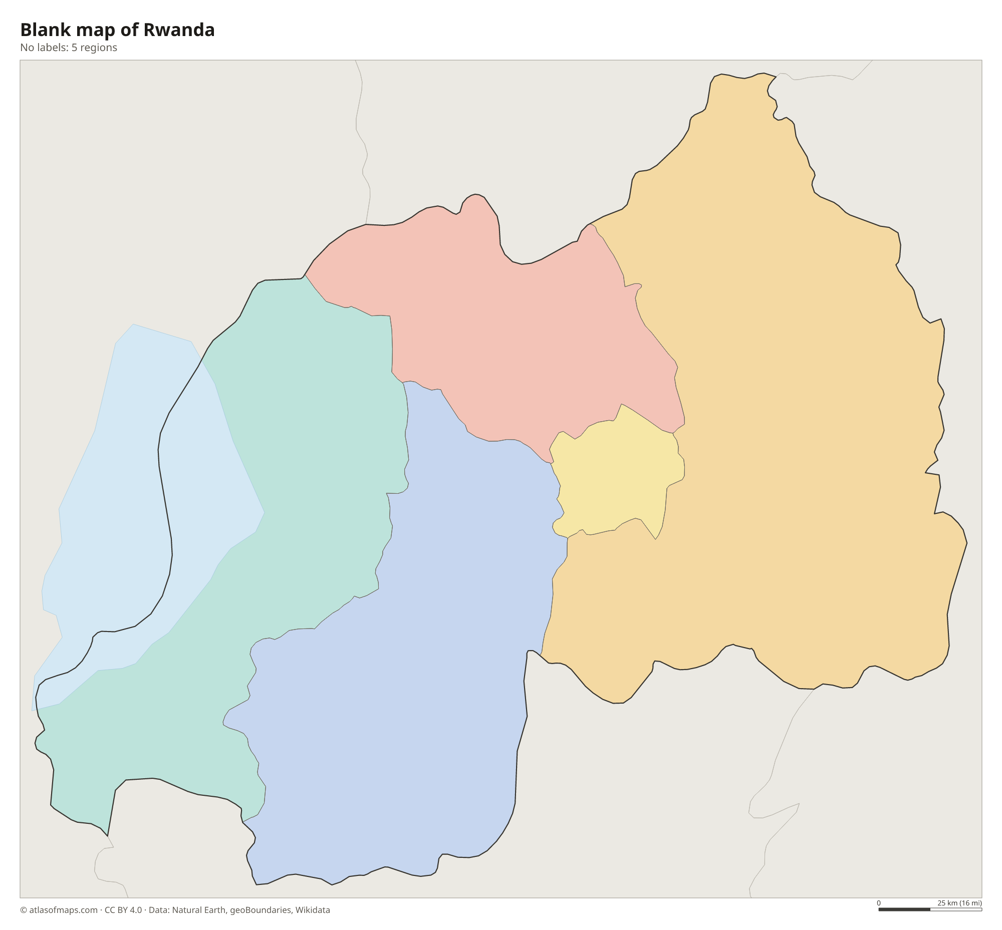 Blank outline map of Rwanda without labels