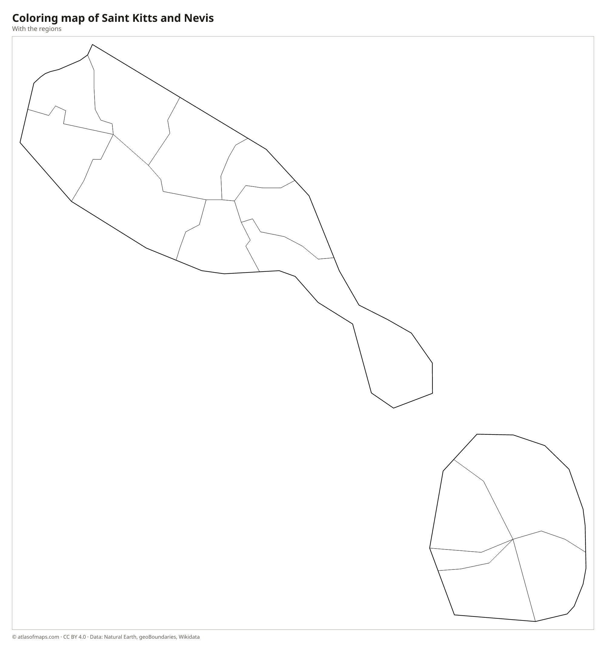 Coloring map of Saint Kitts and Nevis