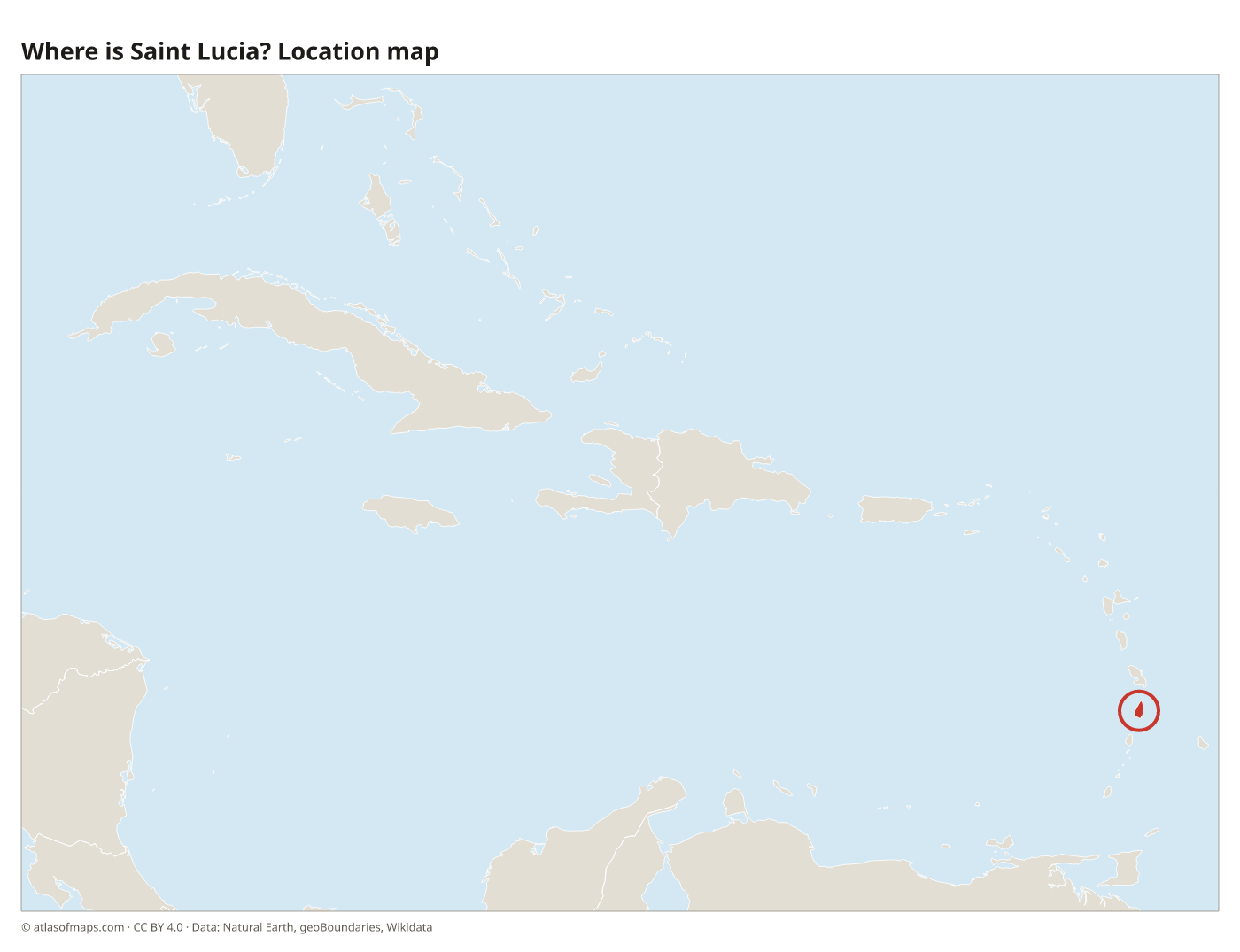 Where is Saint Lucia? Location map with Saint Lucia highlighted in red