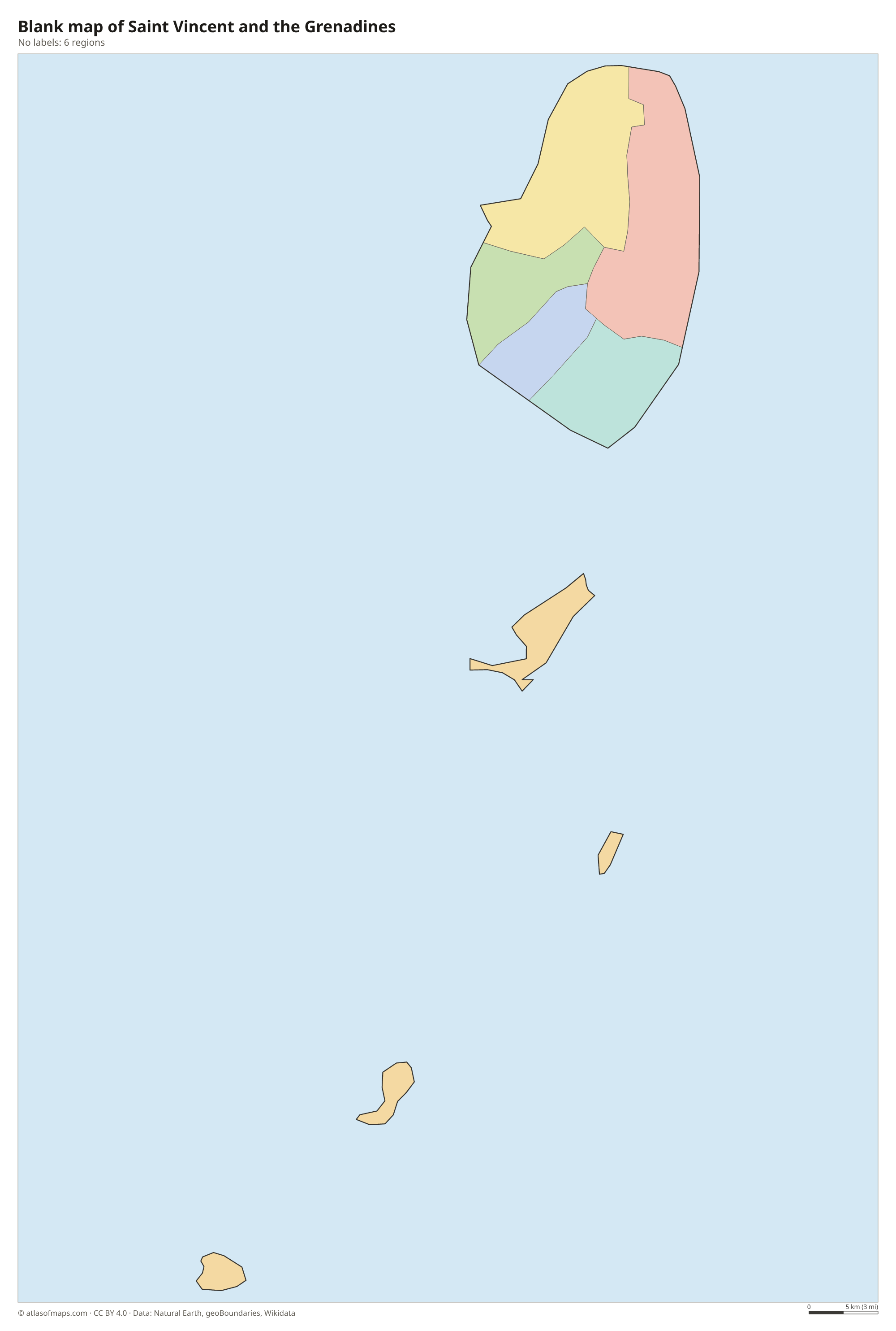 Blank outline map of Saint Vincent and the Grenadines without labels