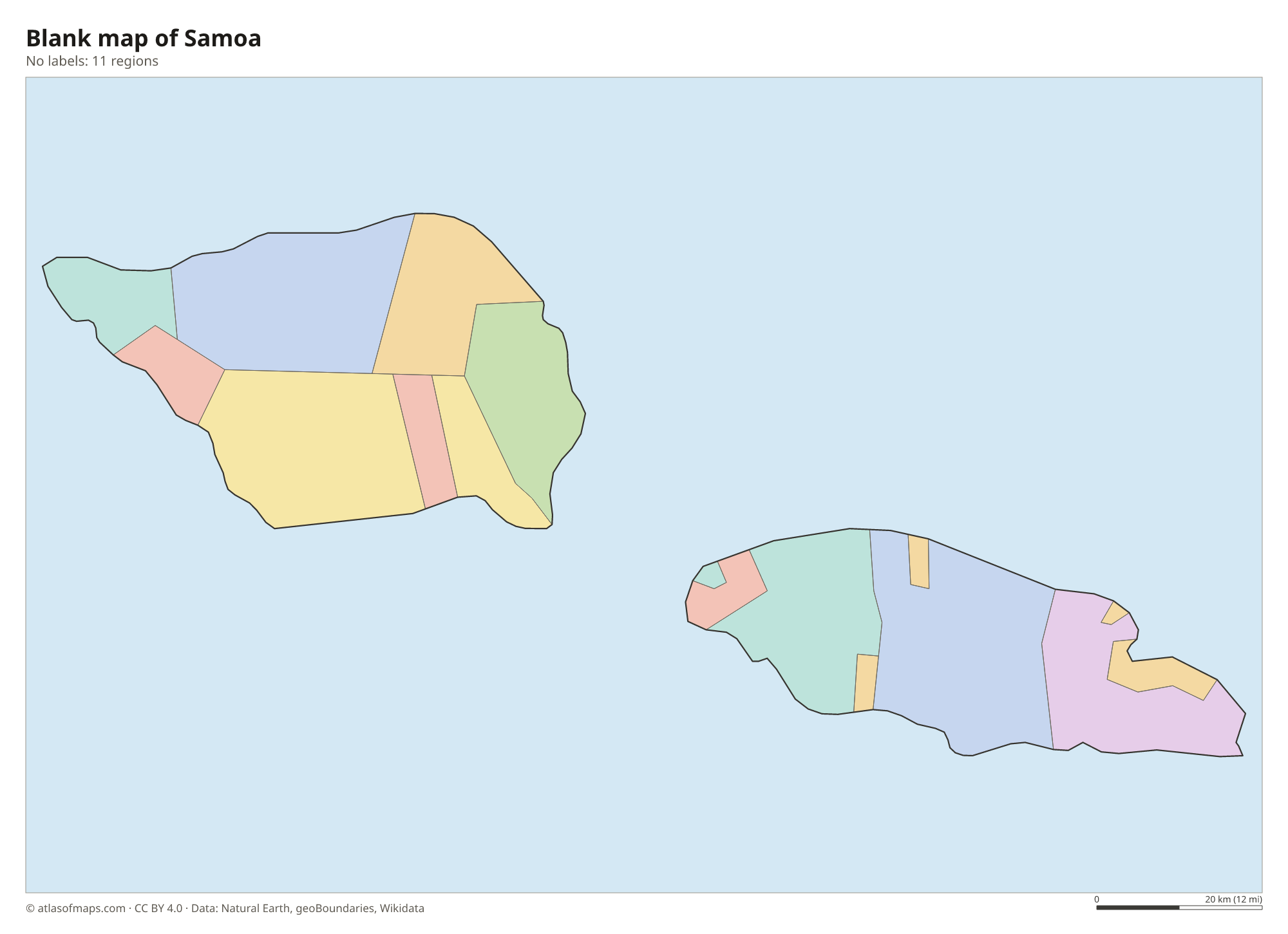 Blank outline map of Samoa without labels