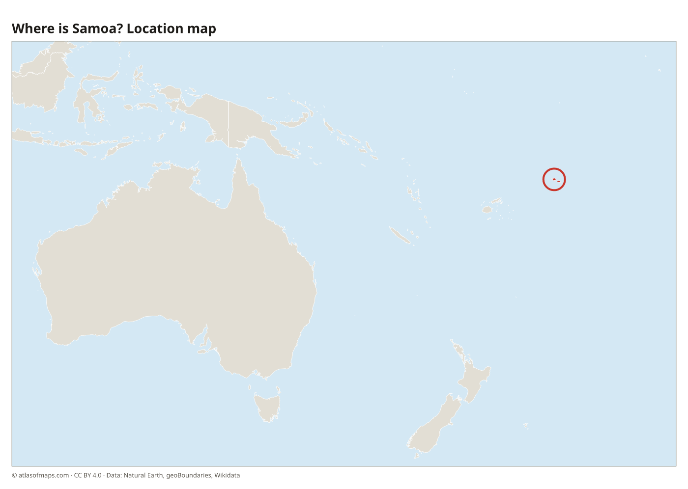 Where is Samoa? Location map with Samoa highlighted in red