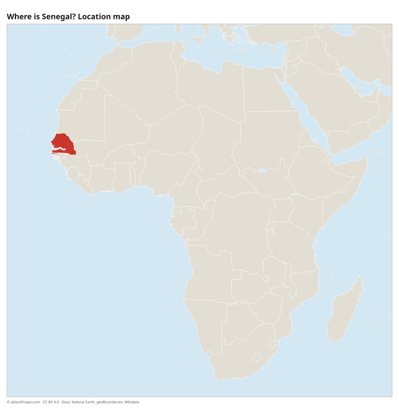 Where is Senegal? Location map with Senegal highlighted in red