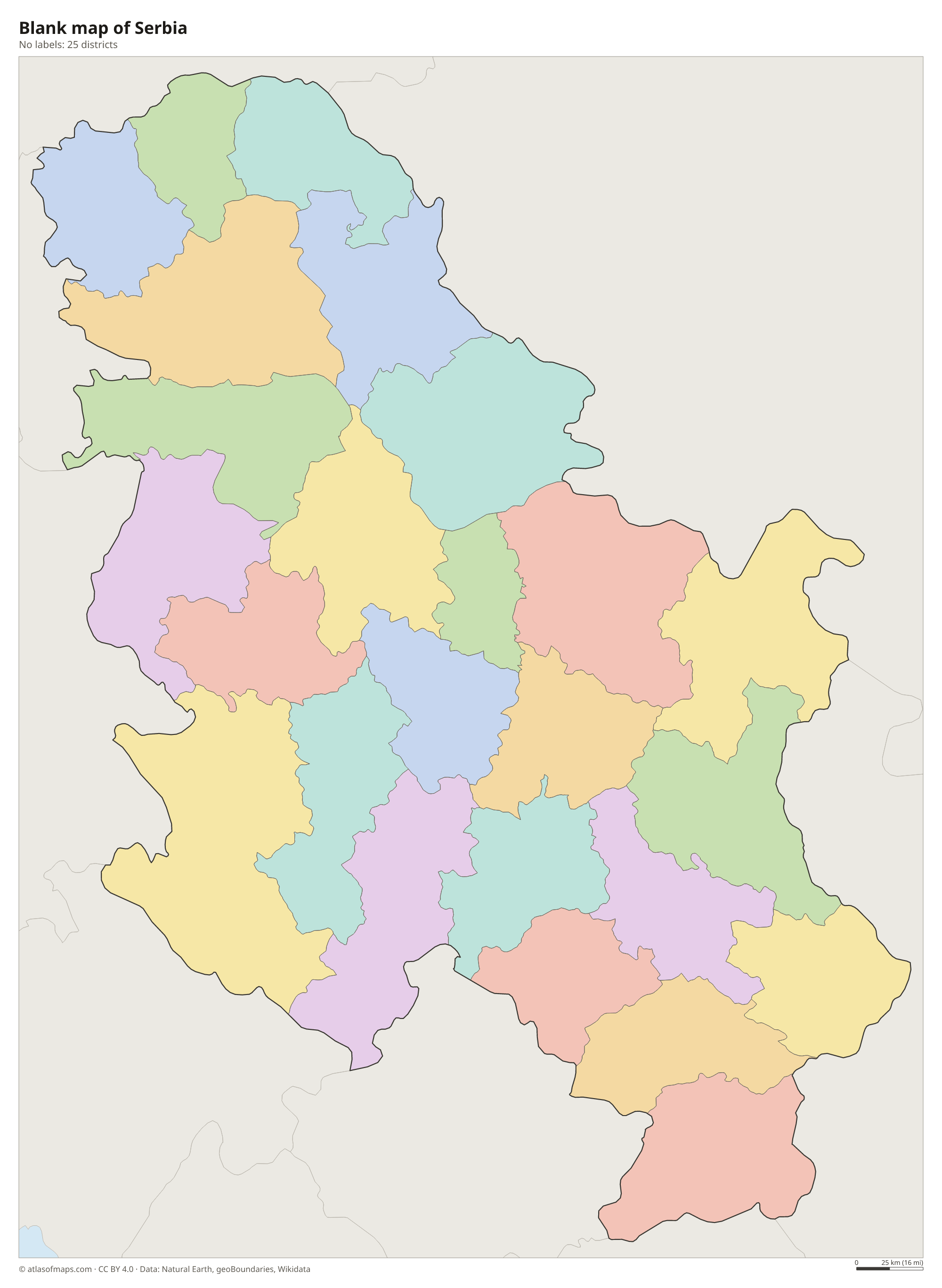 Blank outline map of Serbia without labels