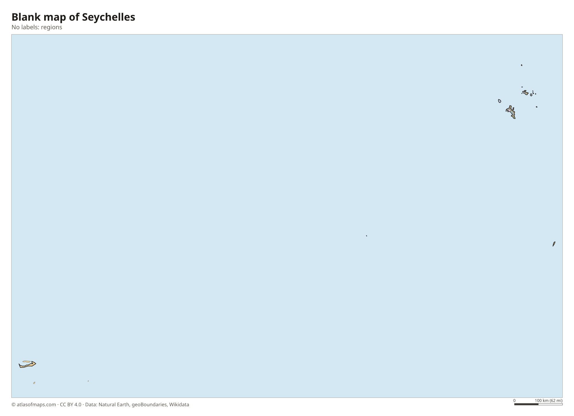 Blank outline map of Seychelles without labels