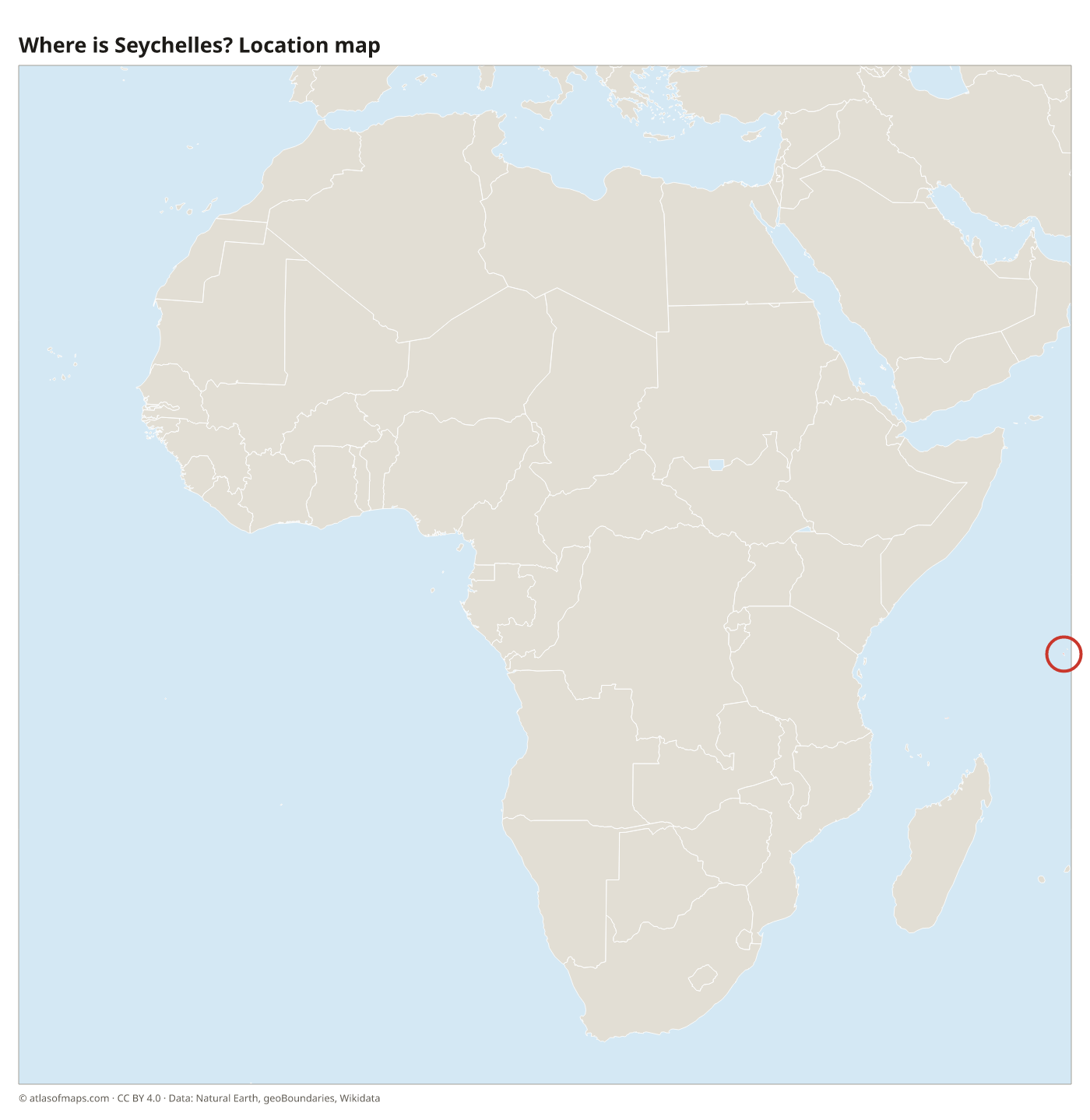 Where is Seychelles? Location map with Seychelles highlighted in red