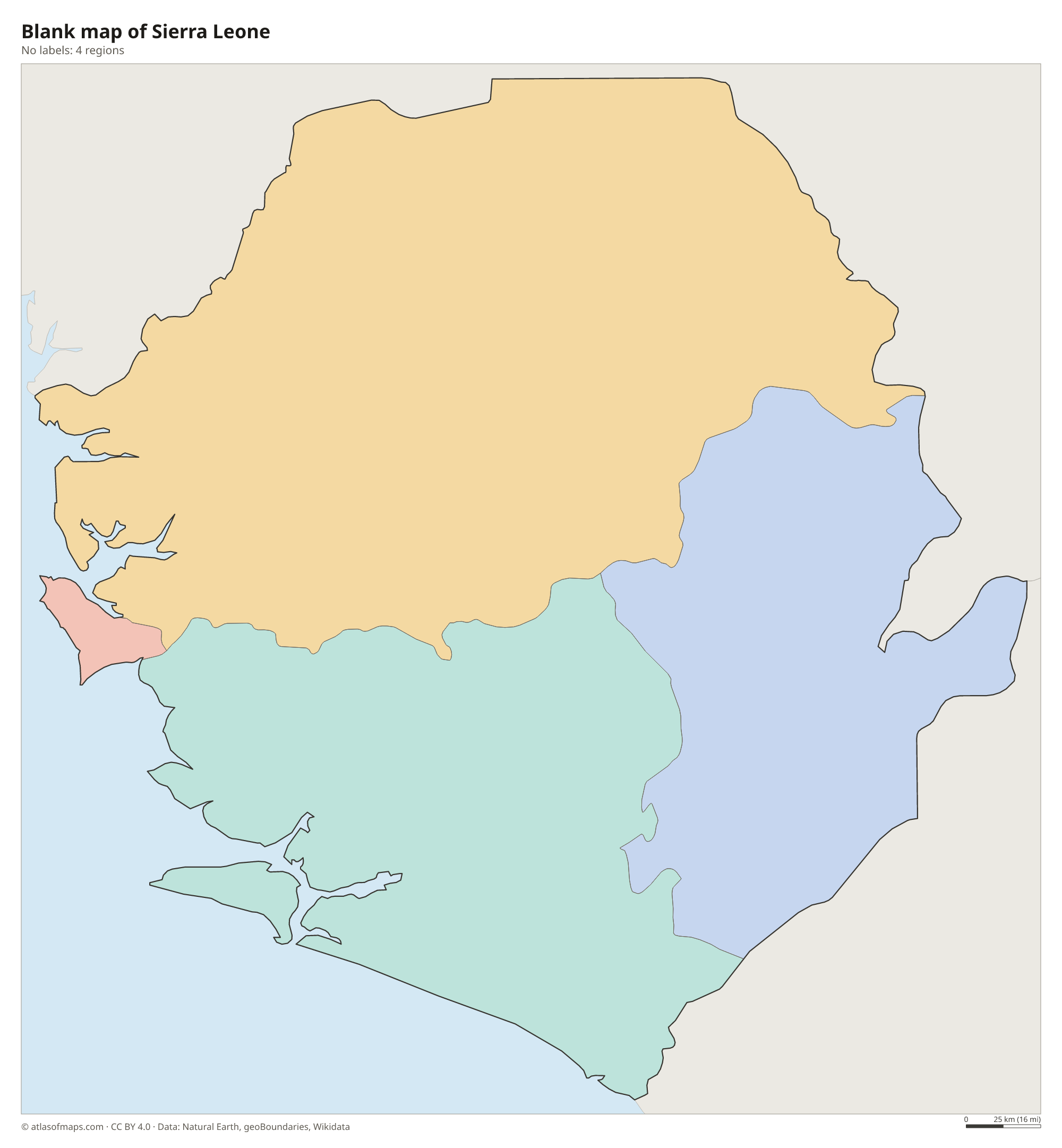 Blank outline map of Sierra Leone without labels