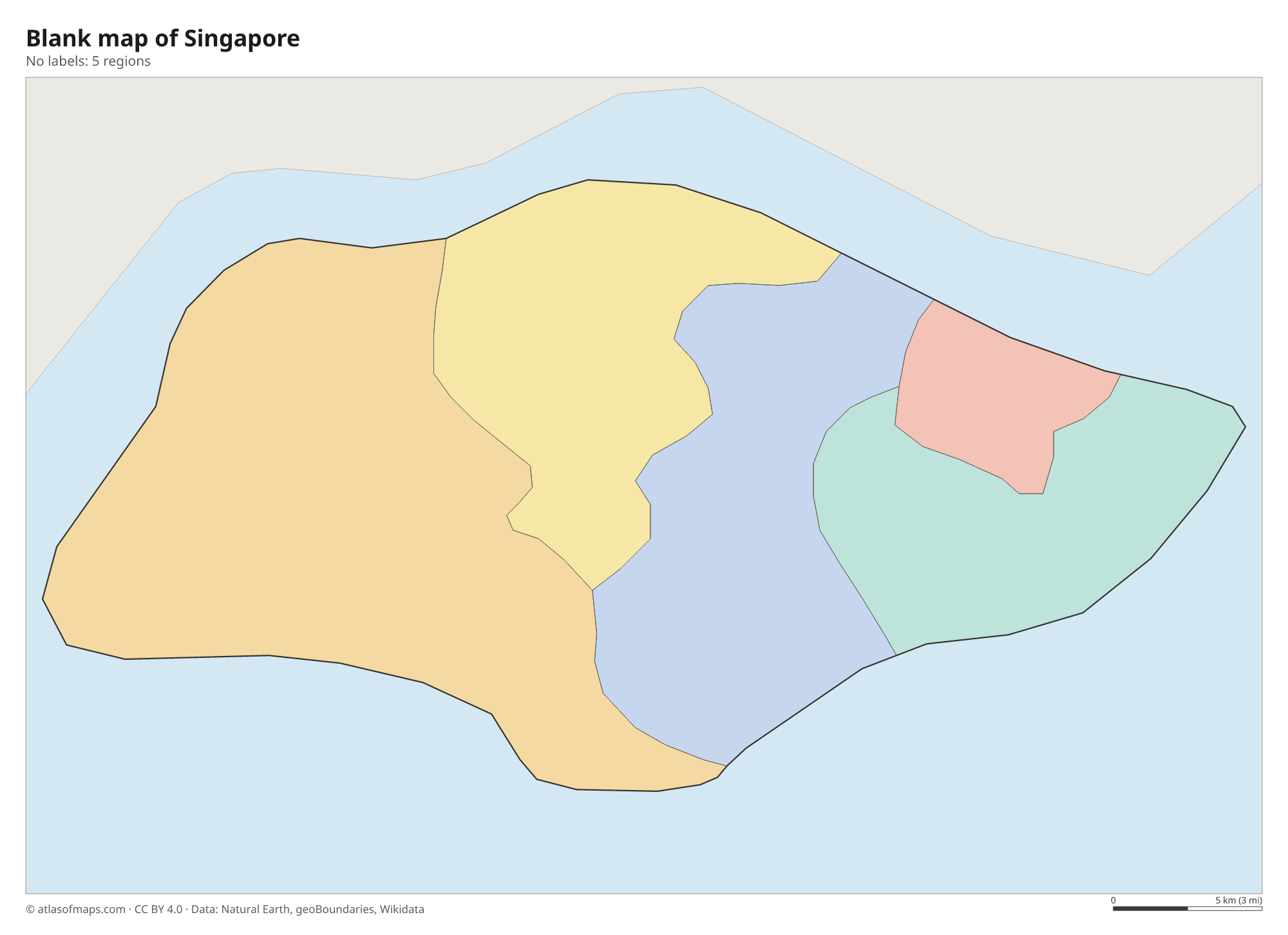 Blank outline map of Singapore without labels