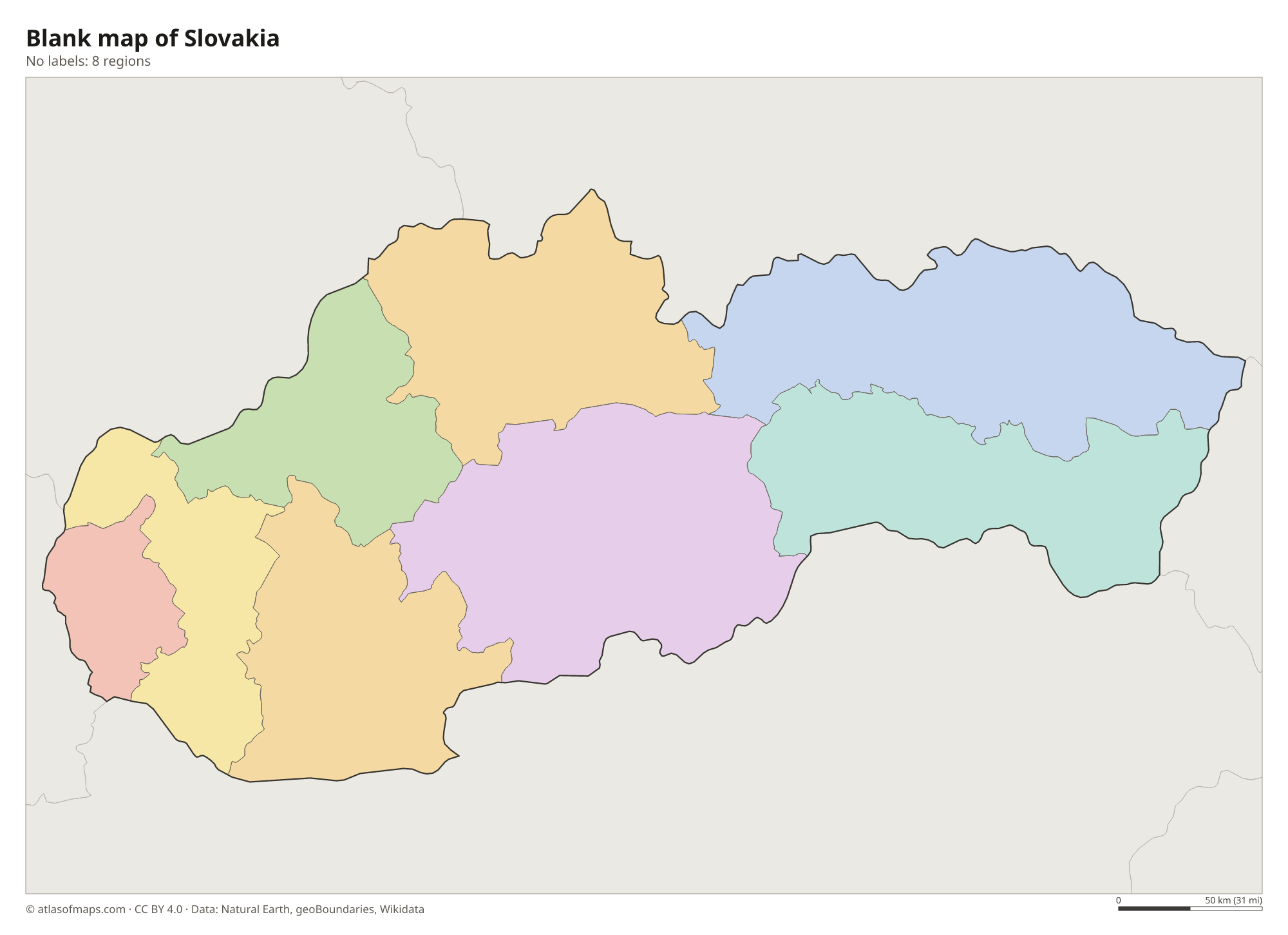 Blank outline map of Slovakia without labels