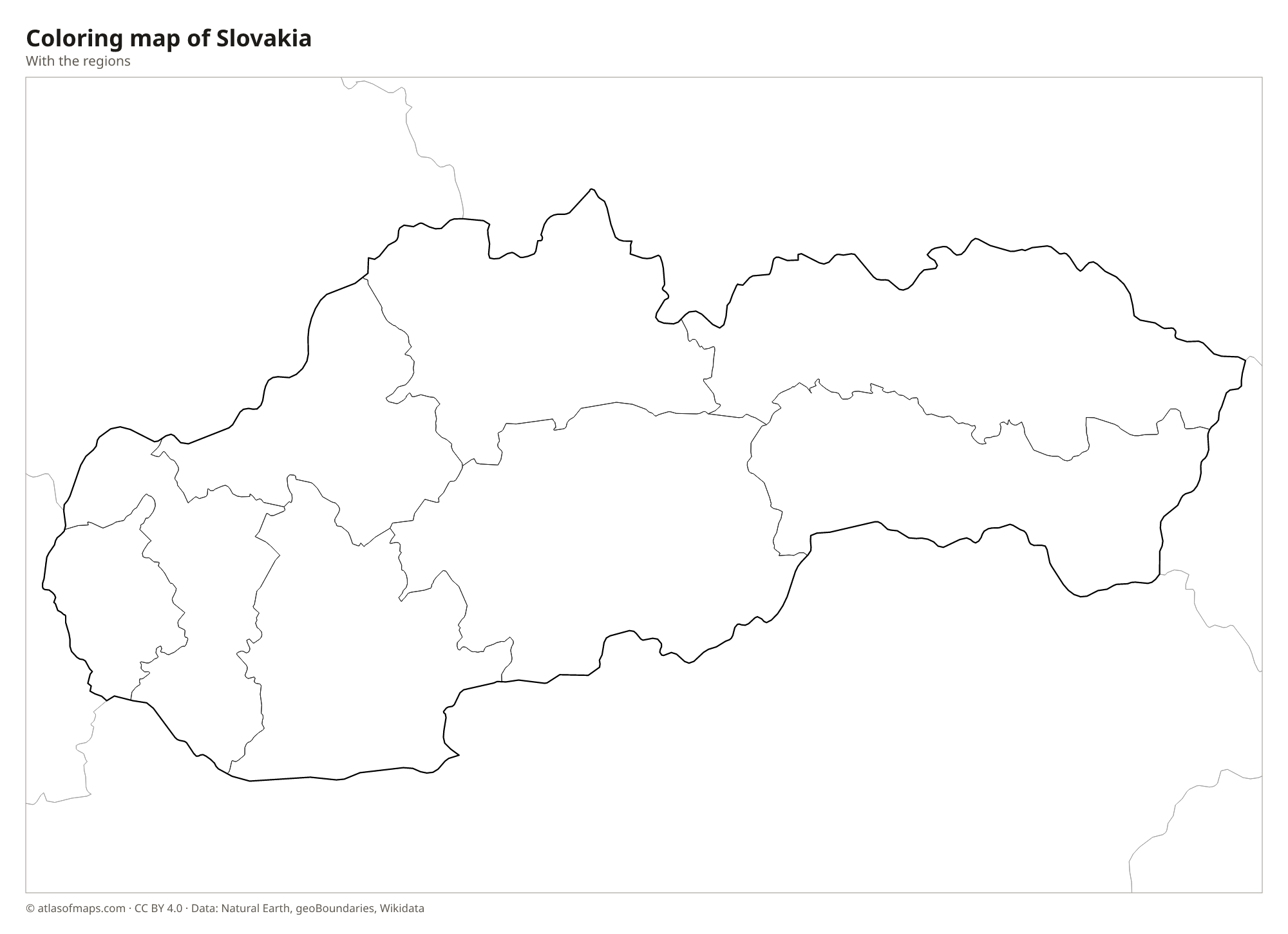 Coloring map of Slovakia