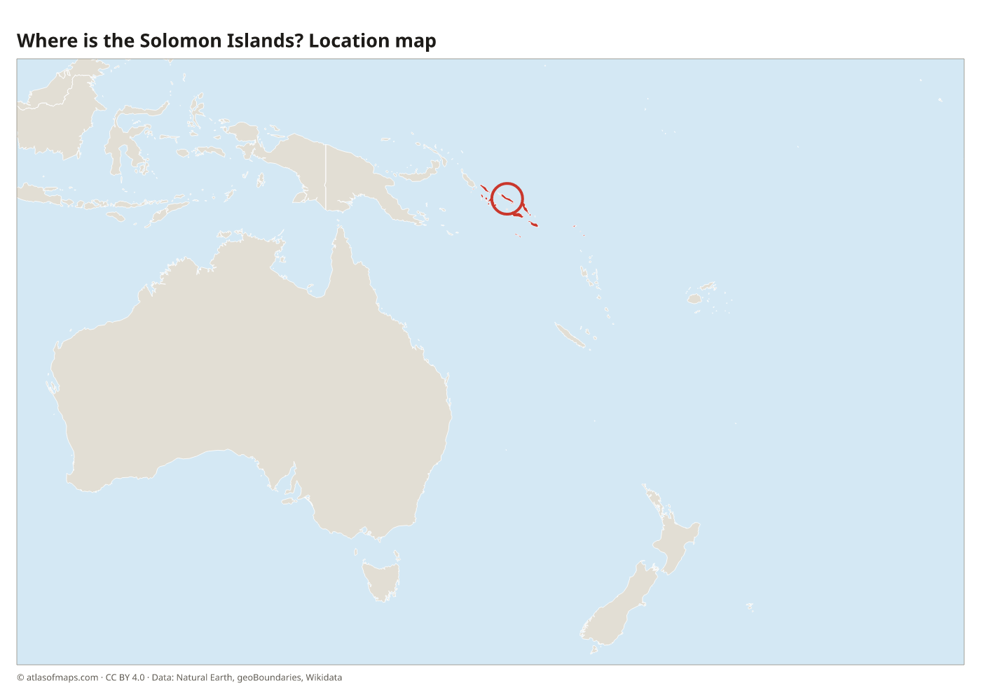 Where is the Solomon Islands? Location map with the Solomon Islands highlighted in red