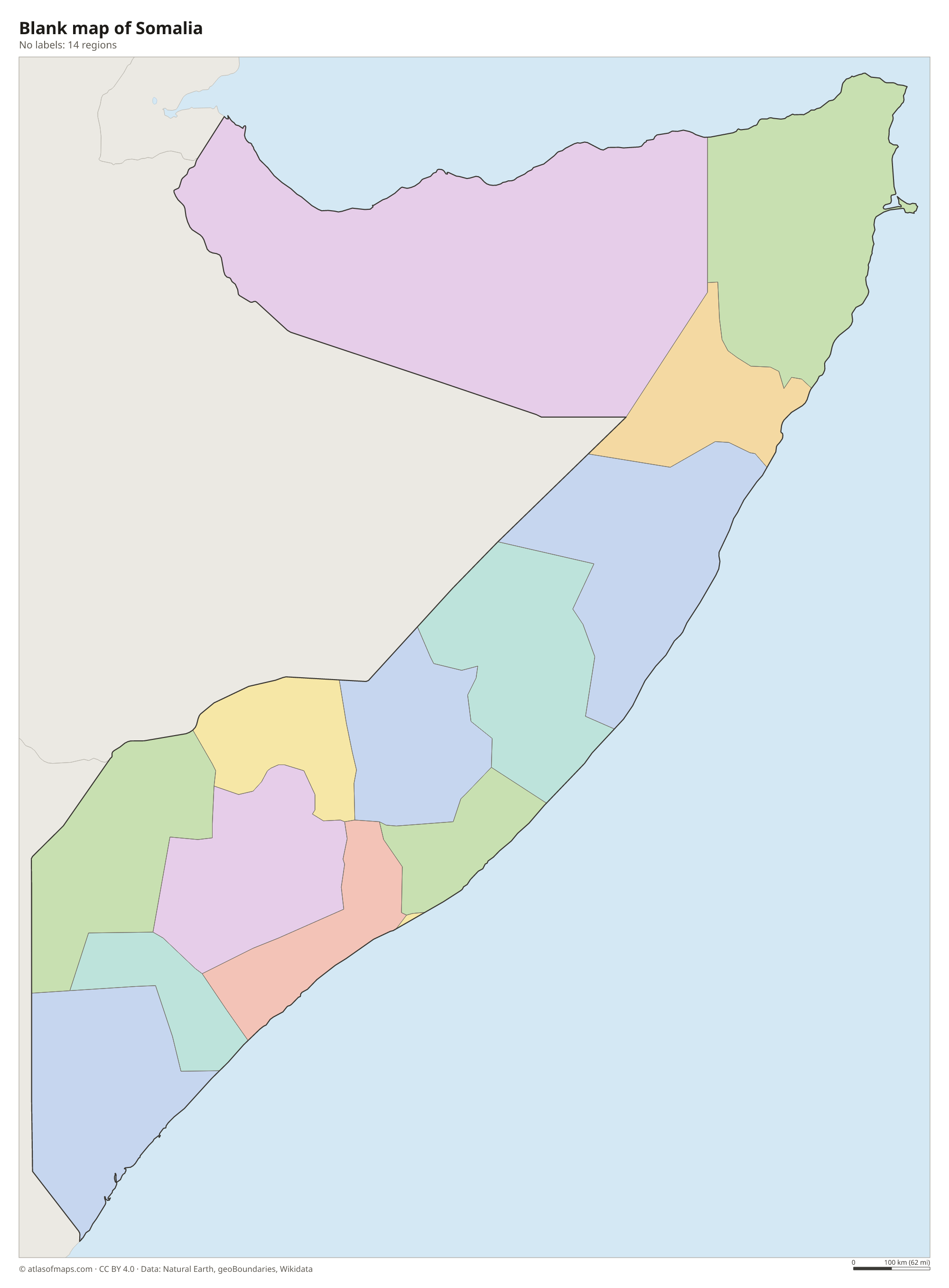 Blank outline map of Somalia without labels