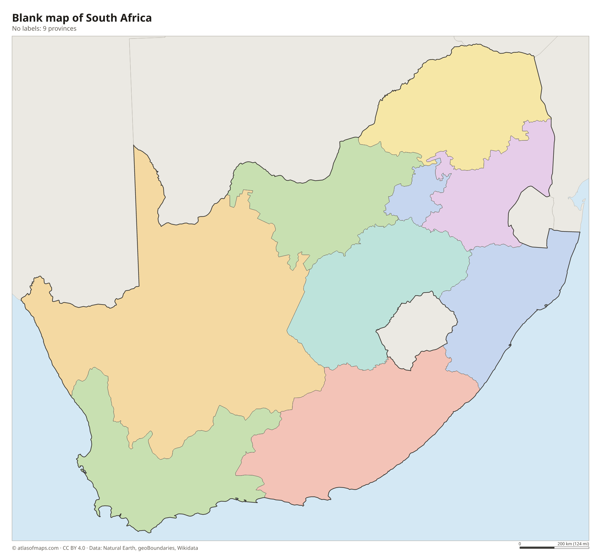 Blank outline map of South Africa without labels