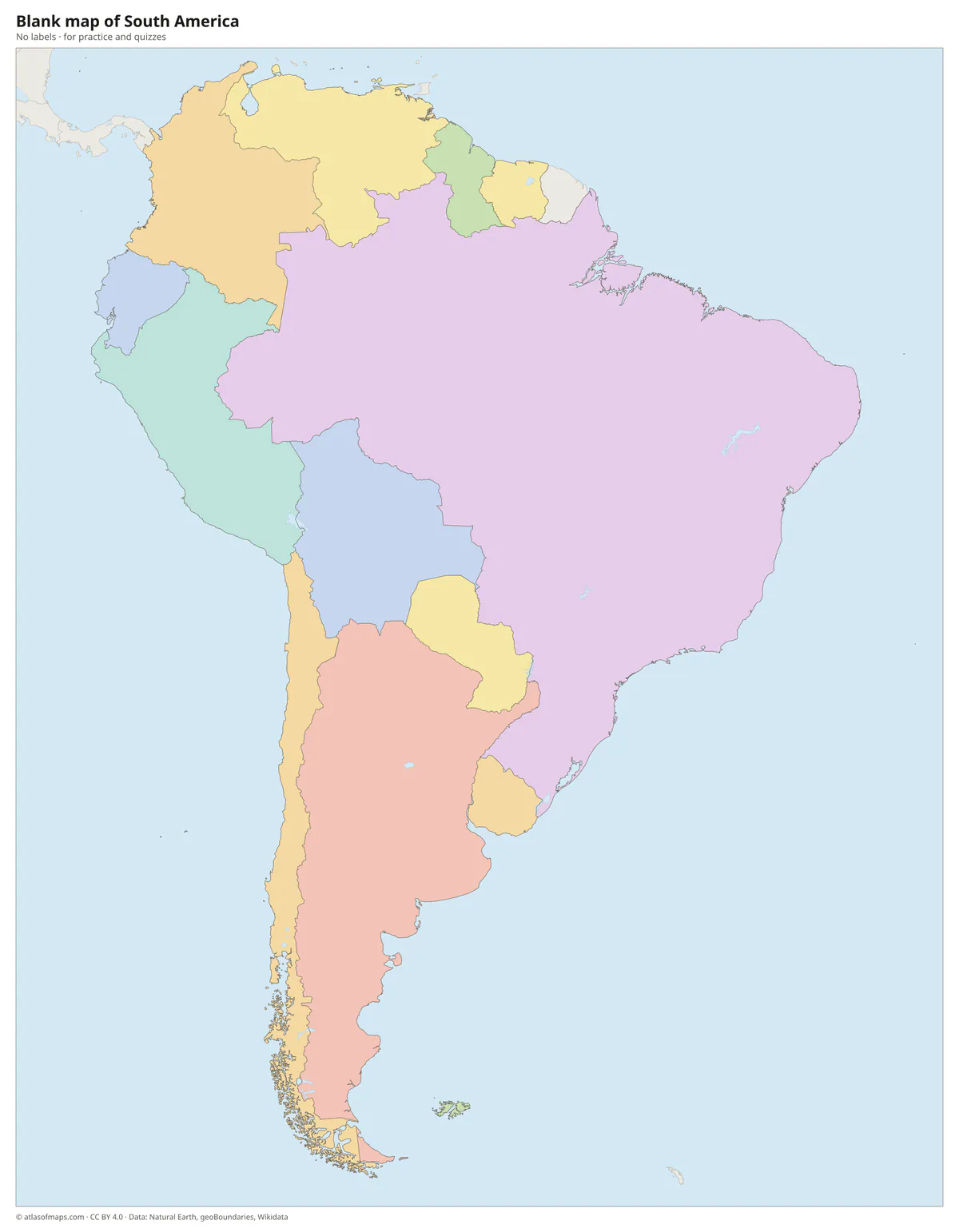 Blank map of South America