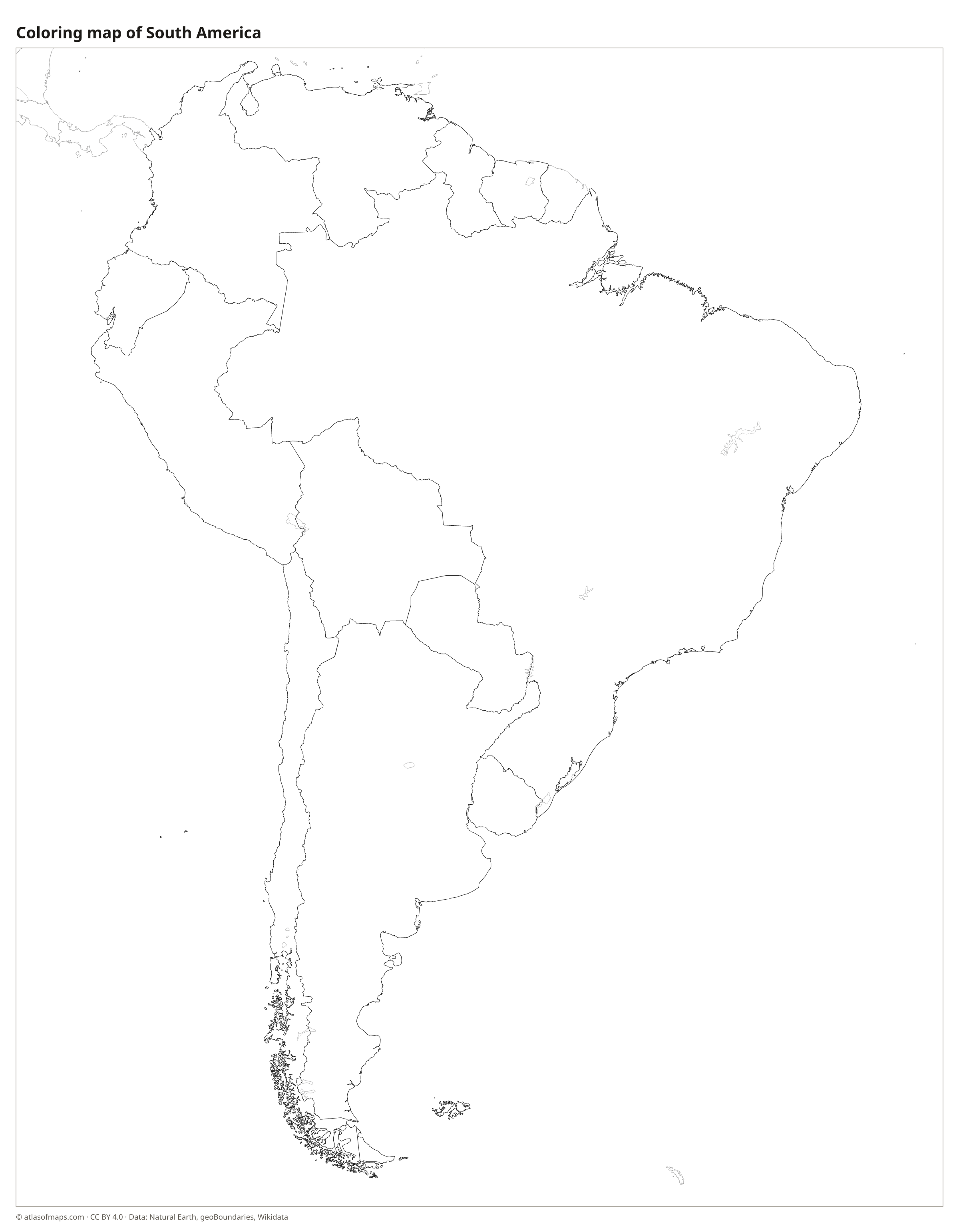 Coloring map of South America