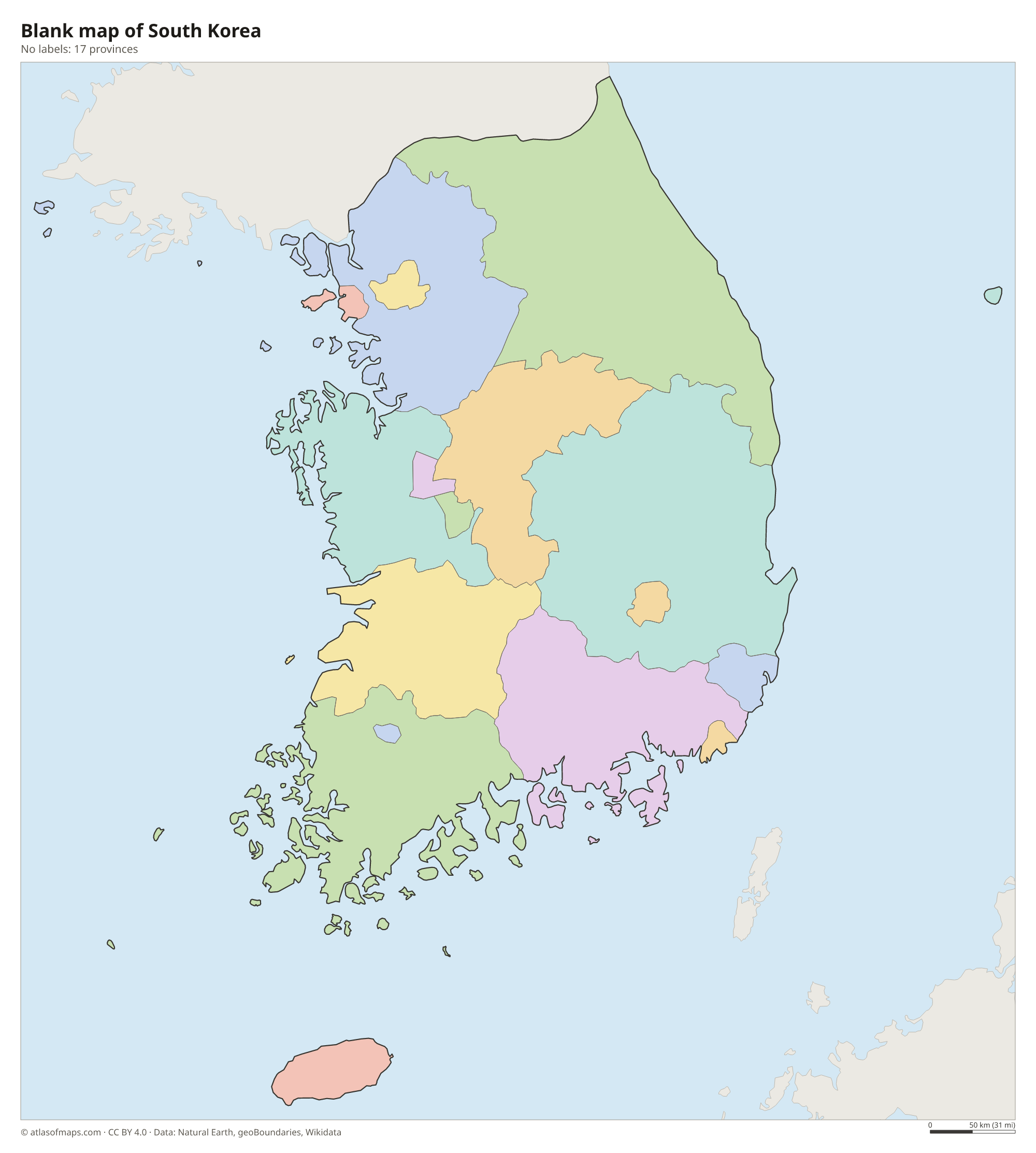 Blank outline map of South Korea without labels