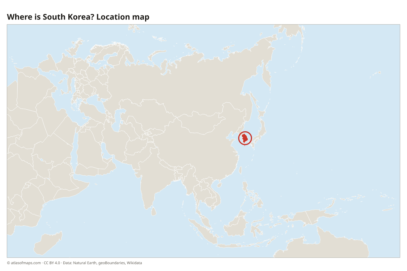 Where is South Korea? Location map with South Korea highlighted in red