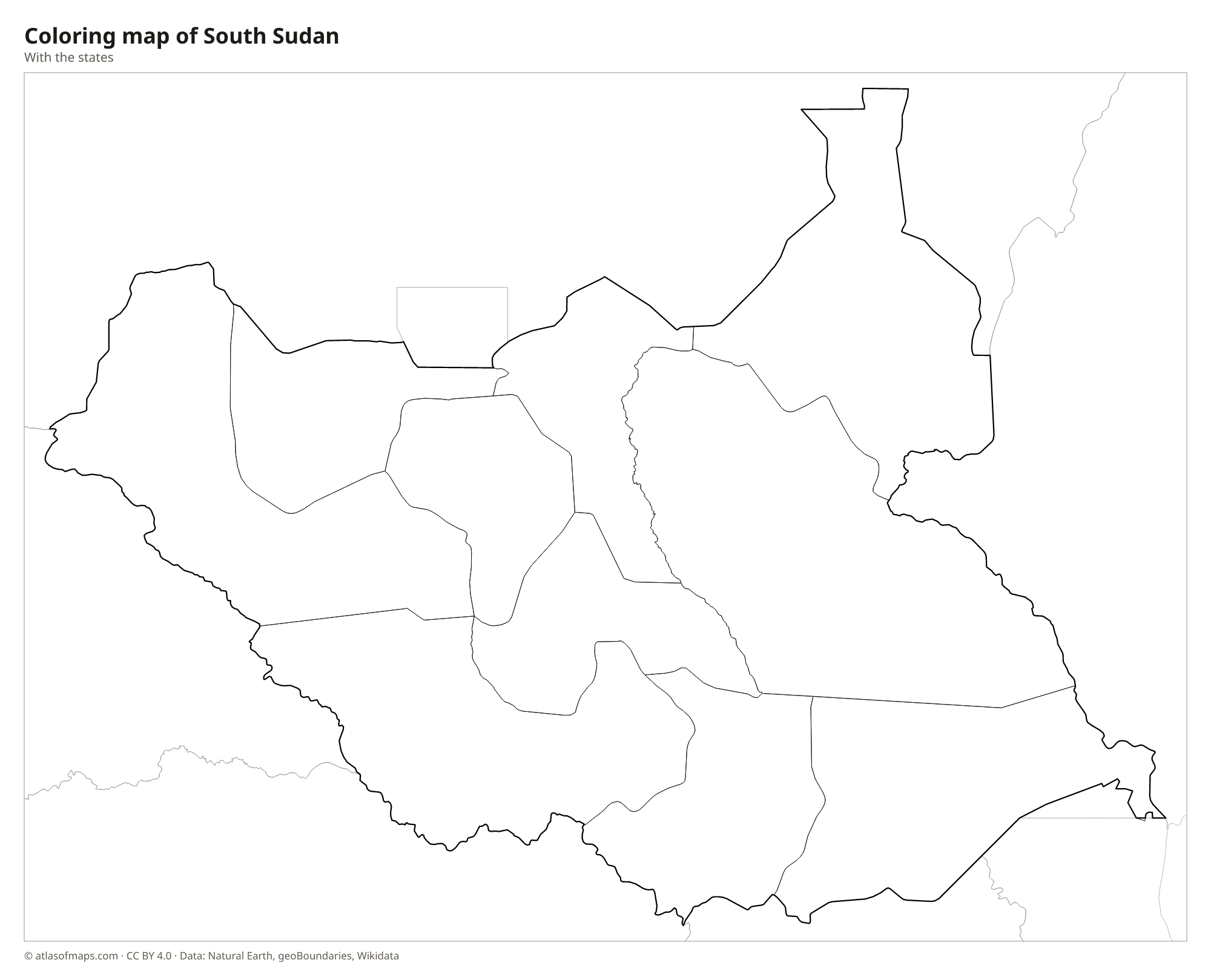 Coloring map of South Sudan