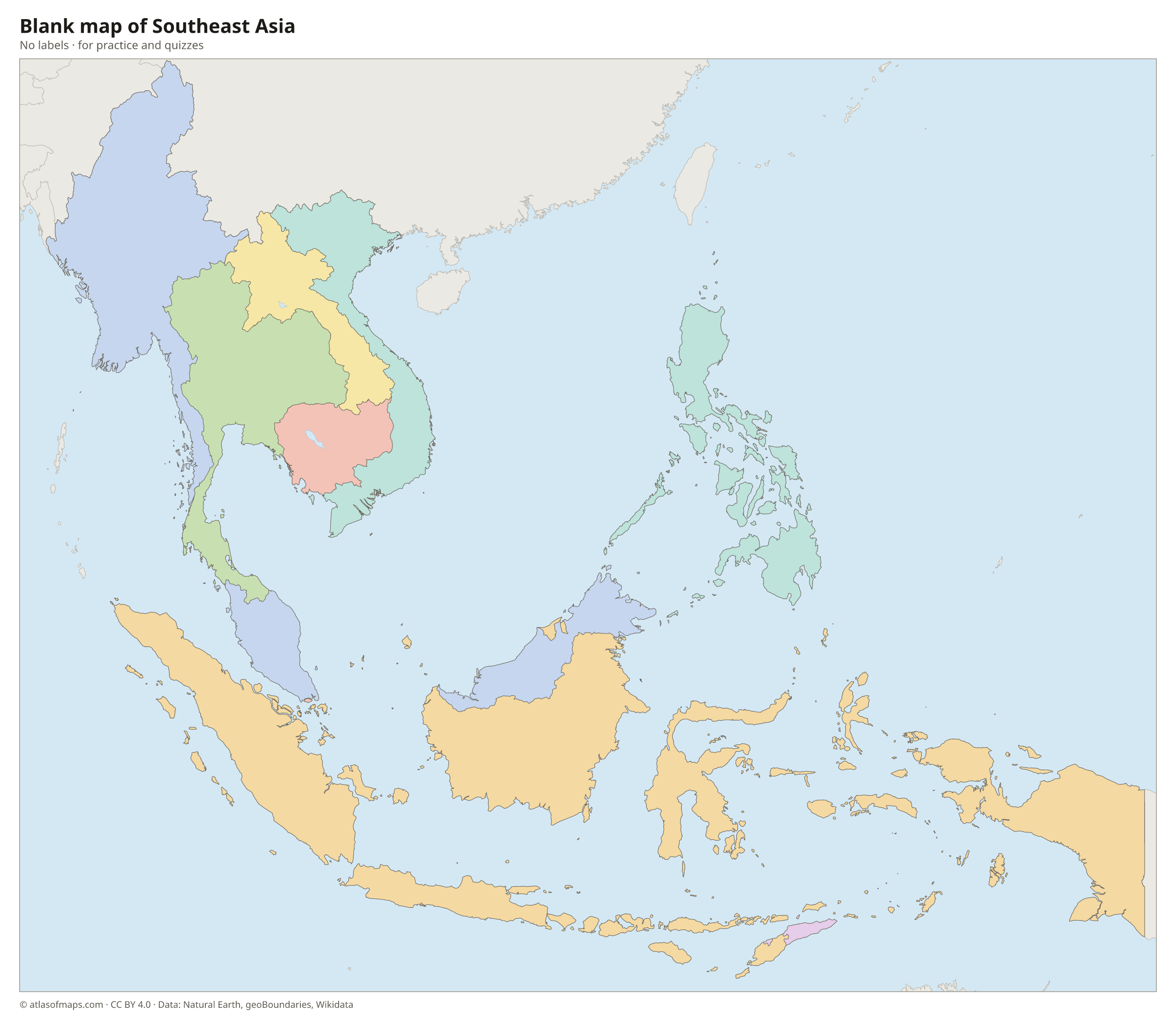 Blank map of Southeast Asia without labels