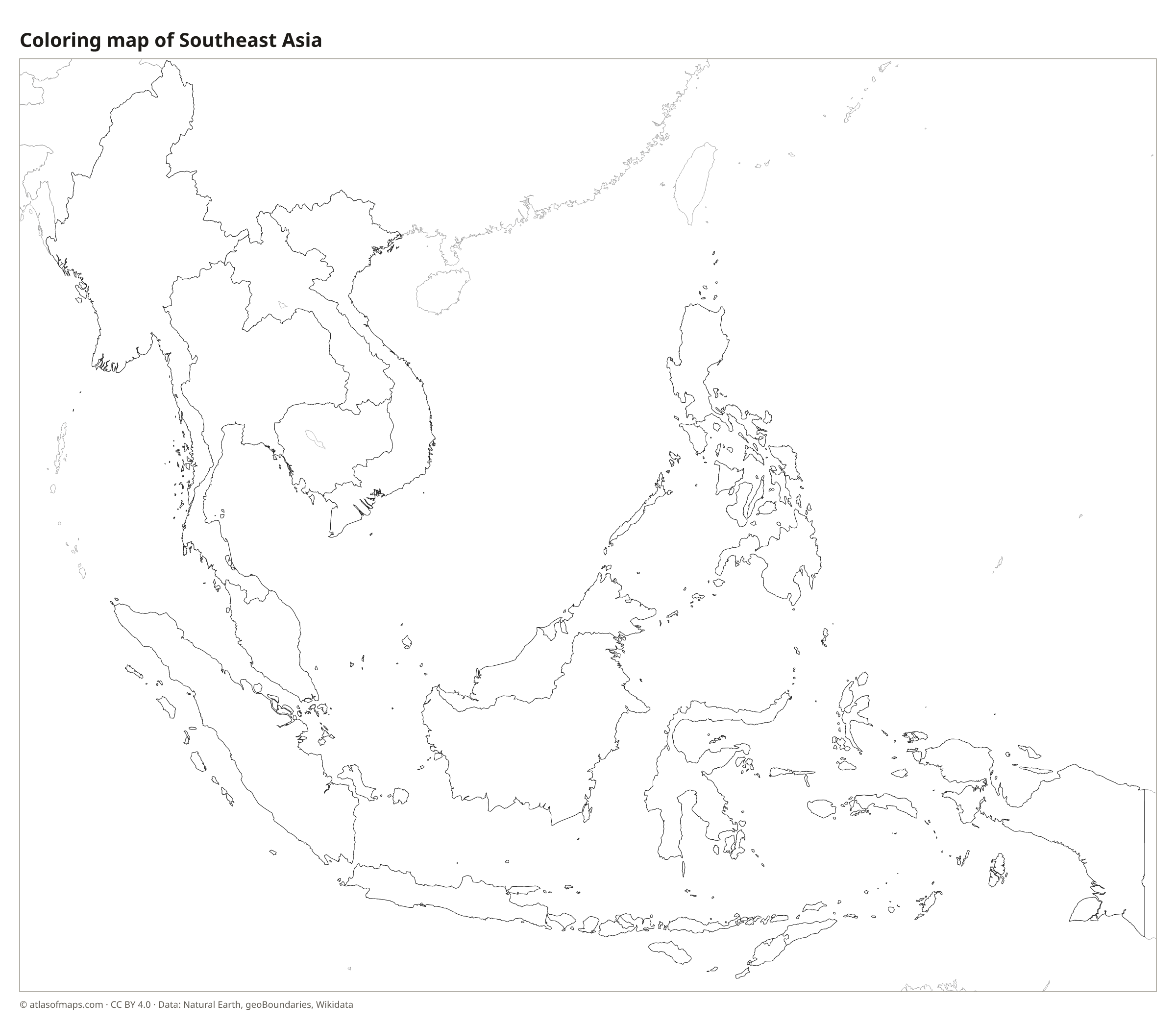 Coloring map of Southeast Asia