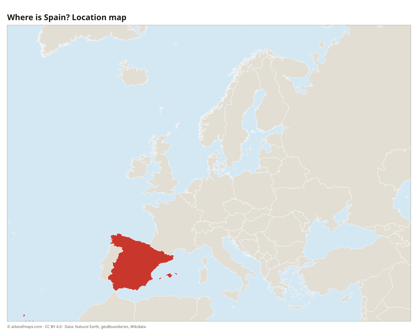 Where is Spain? Location map with Spain highlighted in red